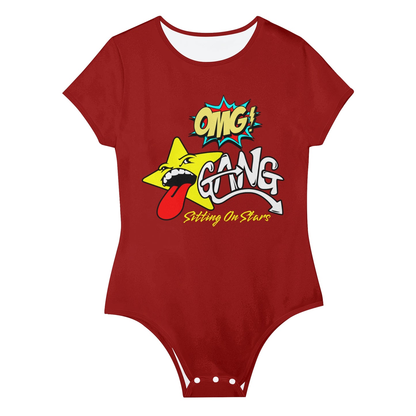 Star Gang Womens Maroon Soft Short Sleeve Bodysuit