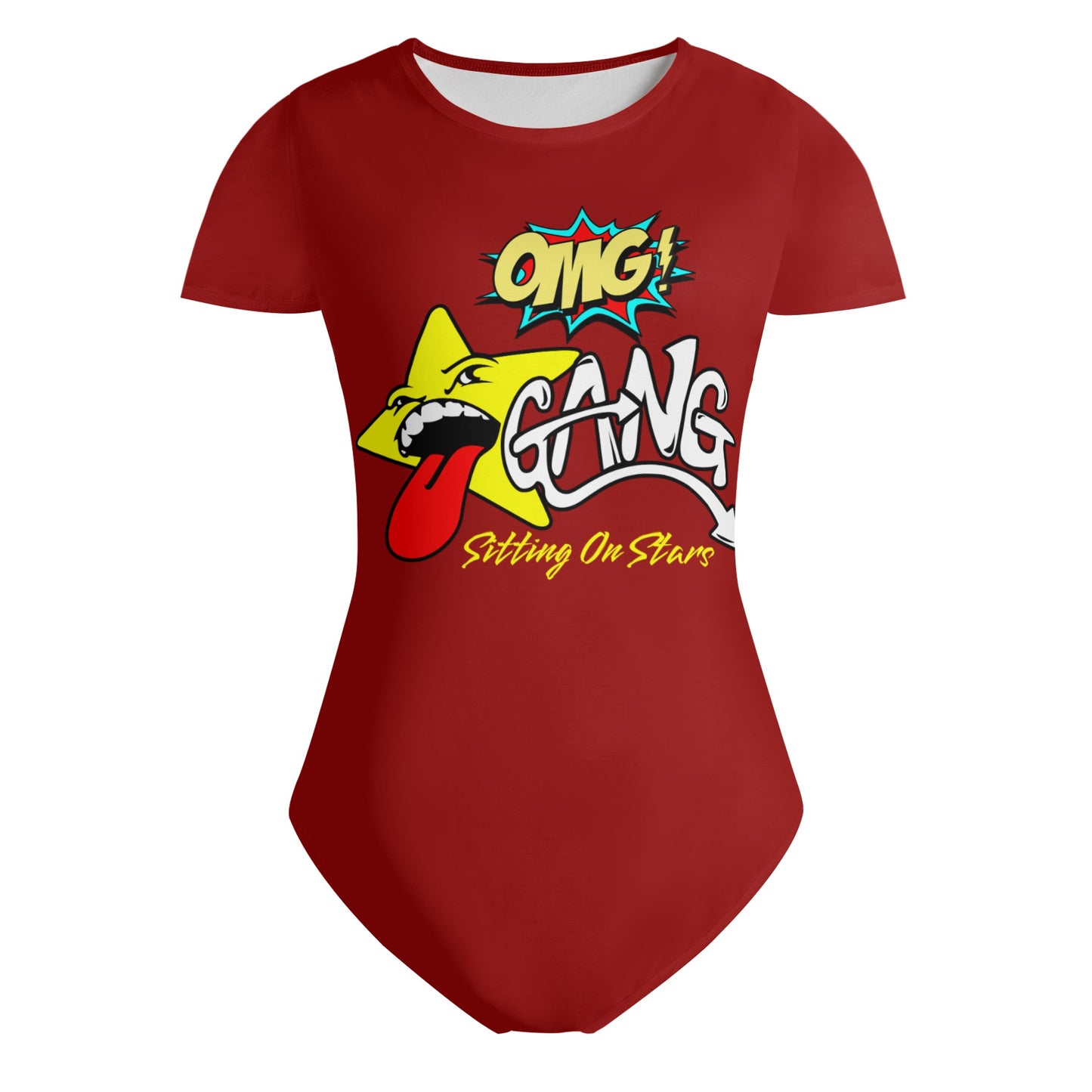 Star Gang Womens Maroon Soft Short Sleeve Bodysuit