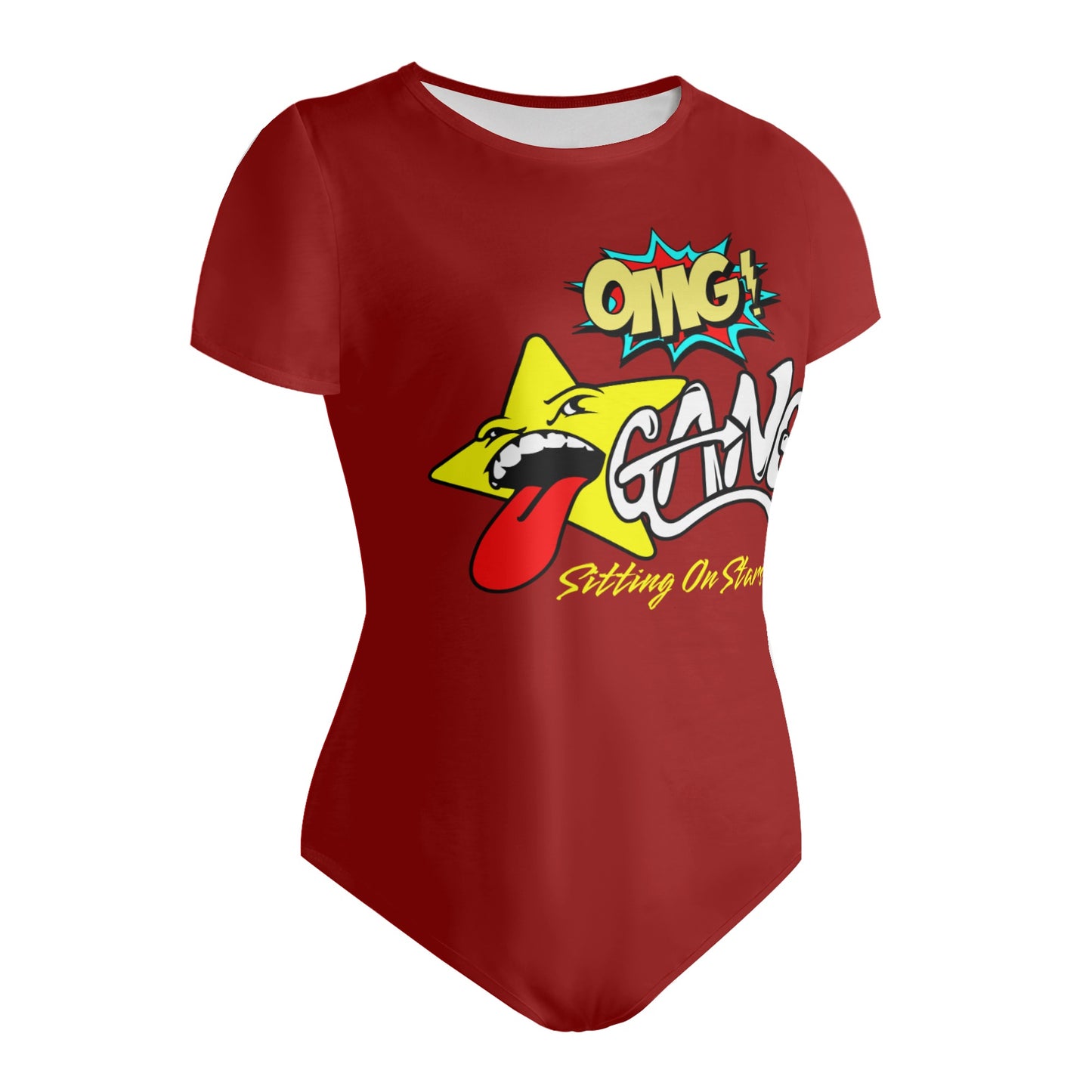 Star Gang Womens Maroon Soft Short Sleeve Bodysuit