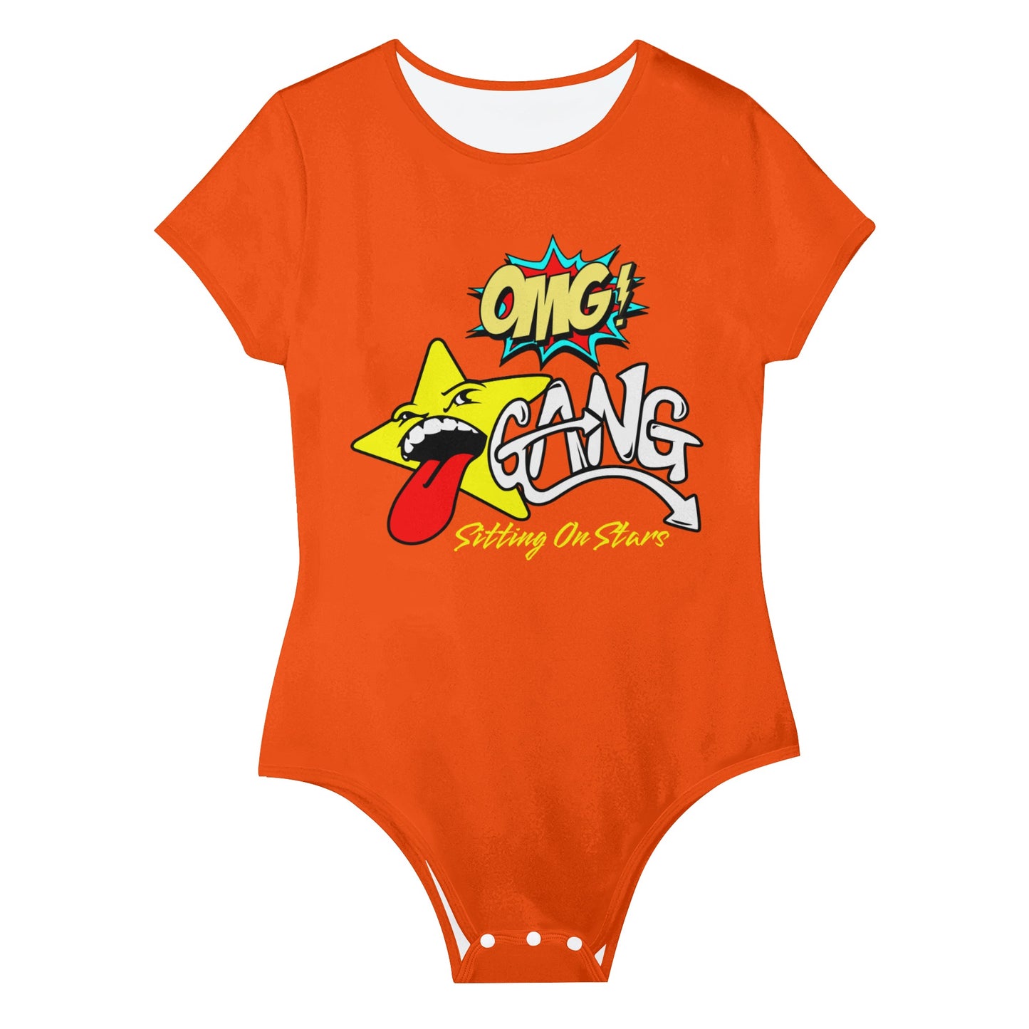 Star Gang Womens Dark Orange Soft Short Sleeve Bodysuit