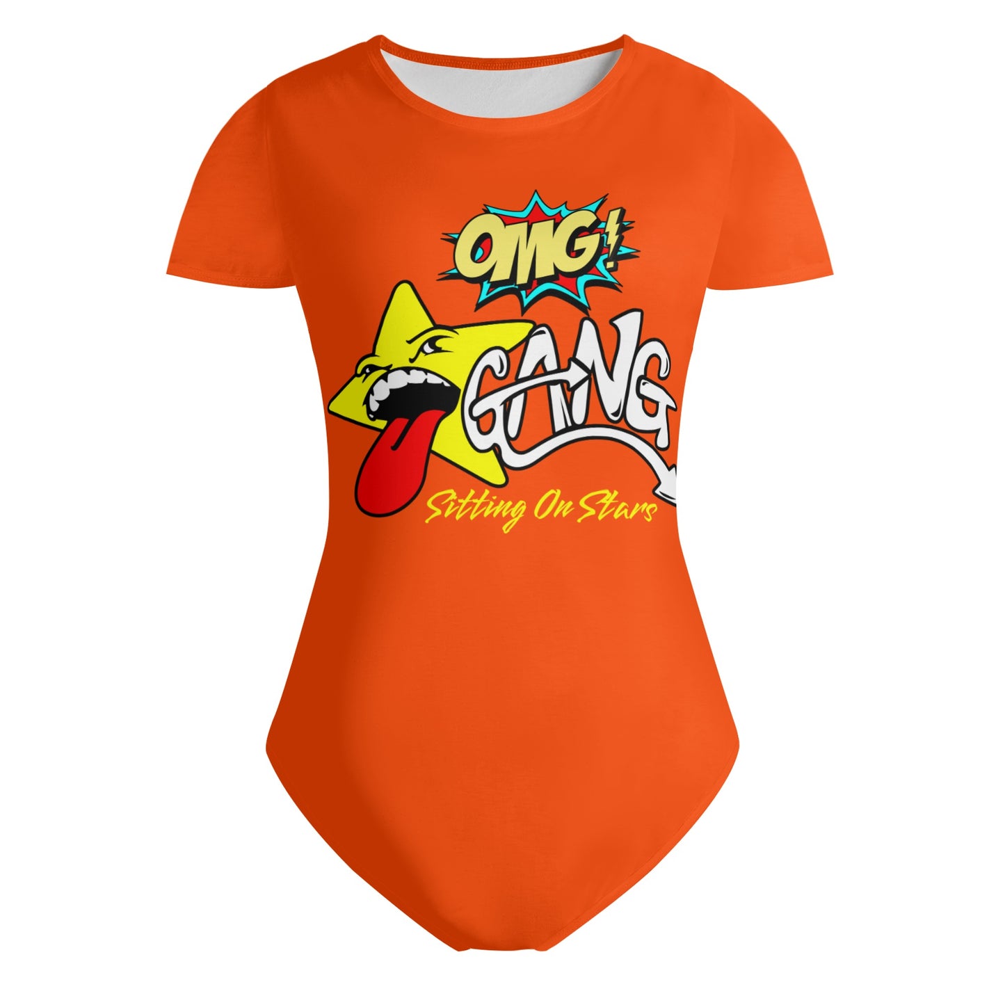 Star Gang Womens Dark Orange Soft Short Sleeve Bodysuit