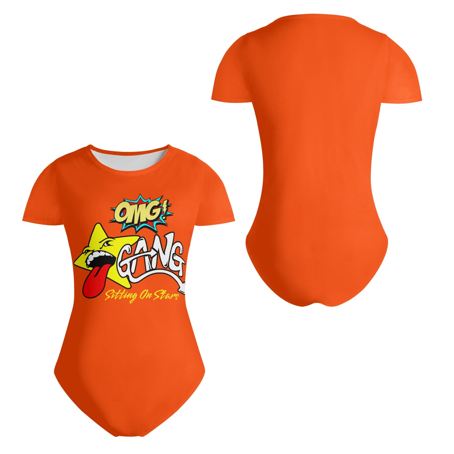 Star Gang Womens Dark Orange Soft Short Sleeve Bodysuit