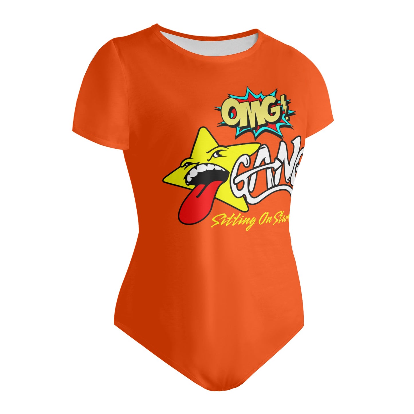 Star Gang Womens Dark Orange Soft Short Sleeve Bodysuit