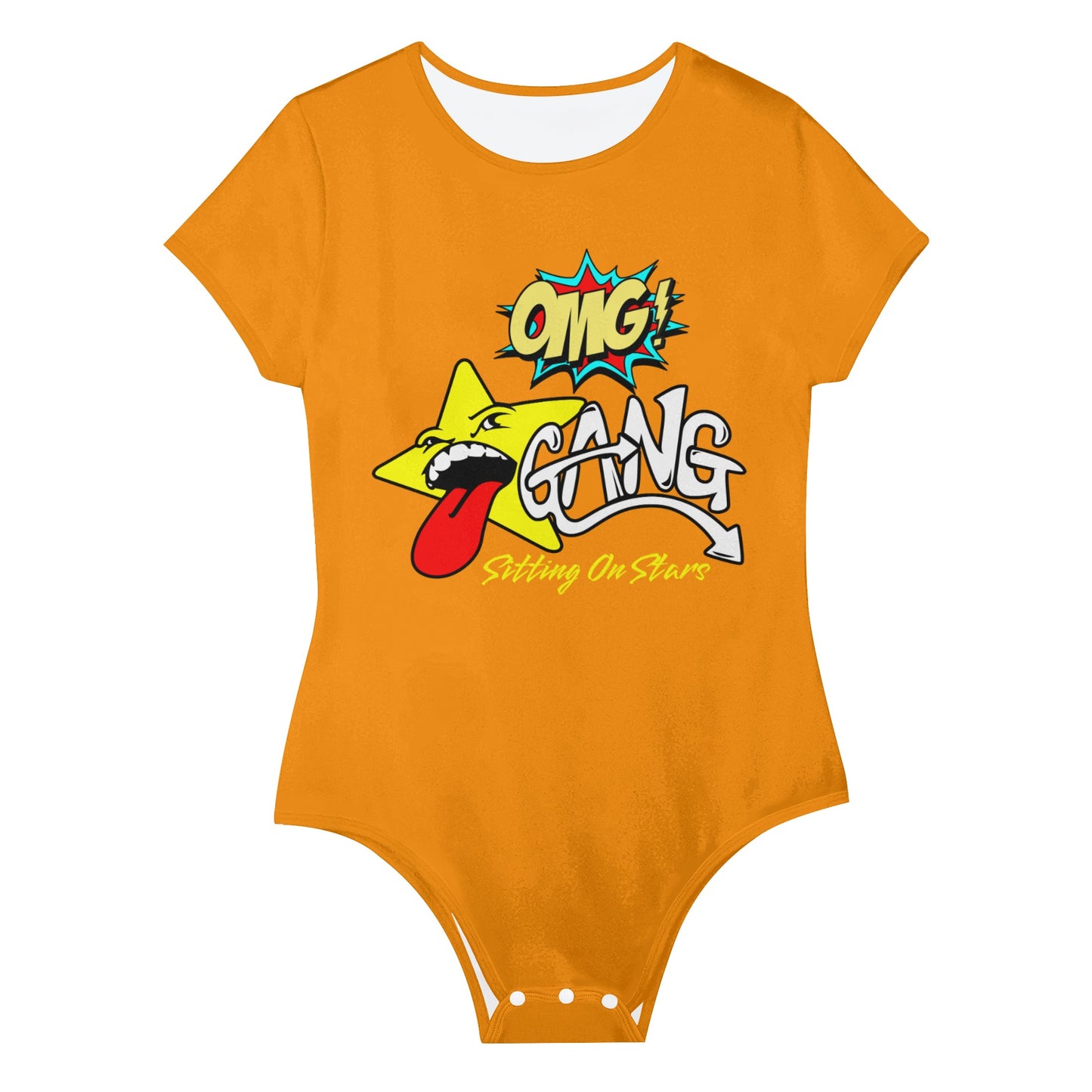 Star Gang Womens Orange Soft Short Sleeve Bodysuit