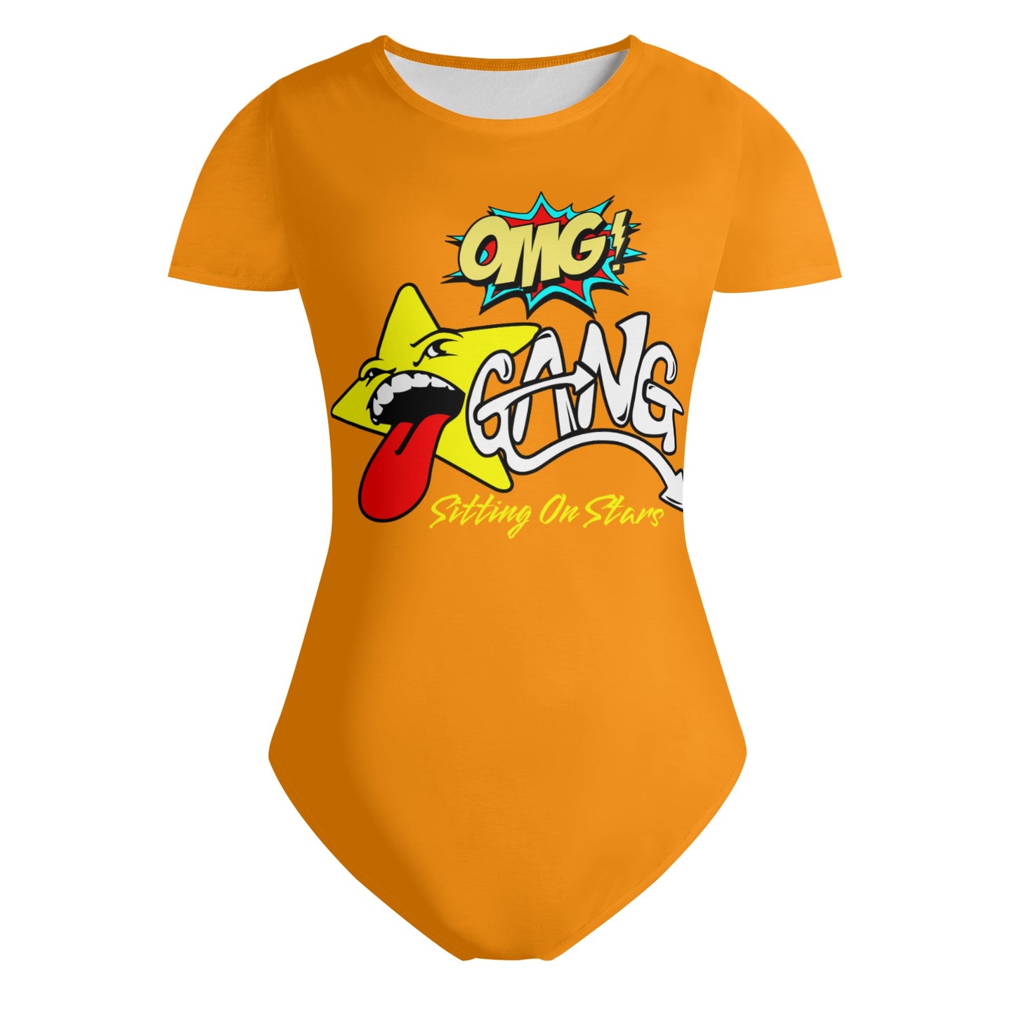 Star Gang Womens Orange Soft Short Sleeve Bodysuit