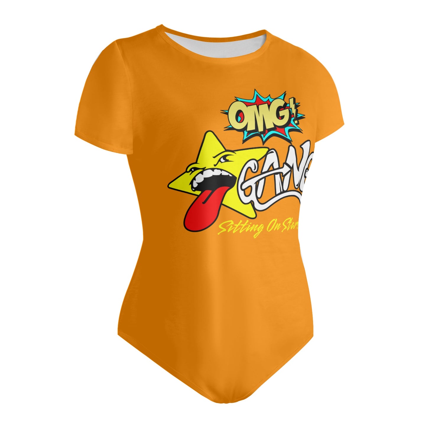 Star Gang Womens Orange Soft Short Sleeve Bodysuit