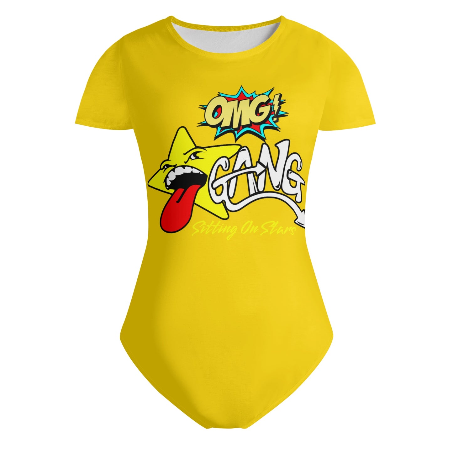 Star Gang Womens Gold Soft Short Sleeve Bodysuit