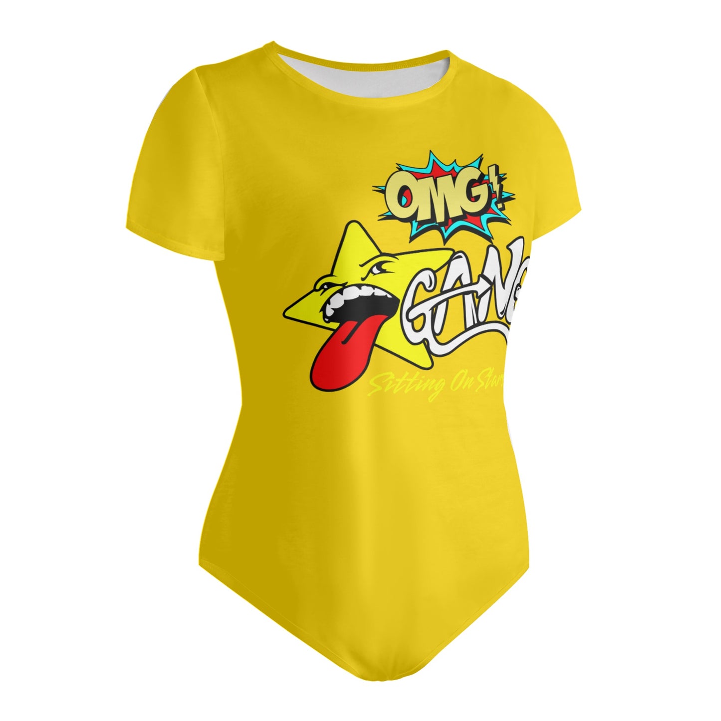 Star Gang Womens Gold Soft Short Sleeve Bodysuit