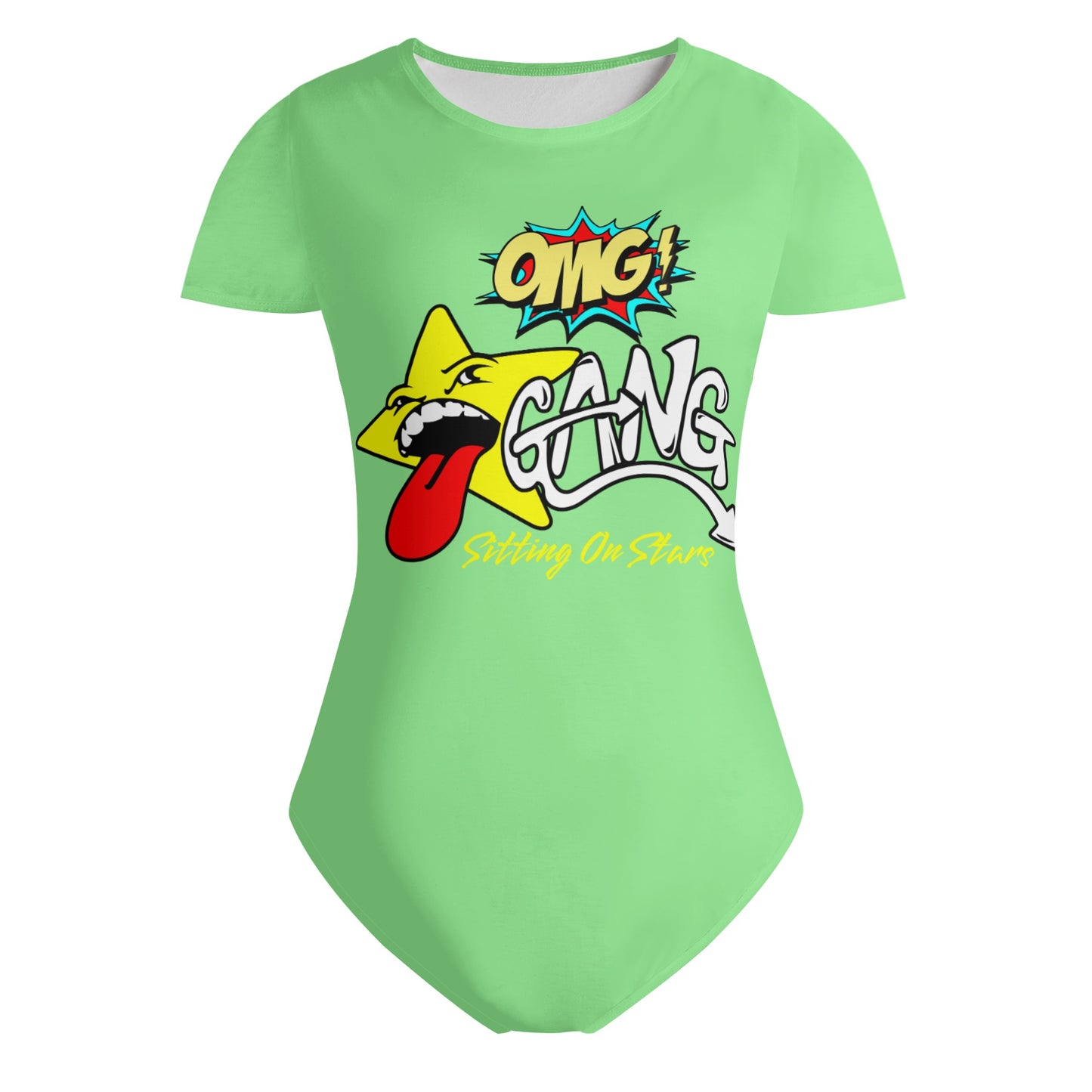 Star Gang Womens Mint Green Soft Short Sleeve Bodysuit