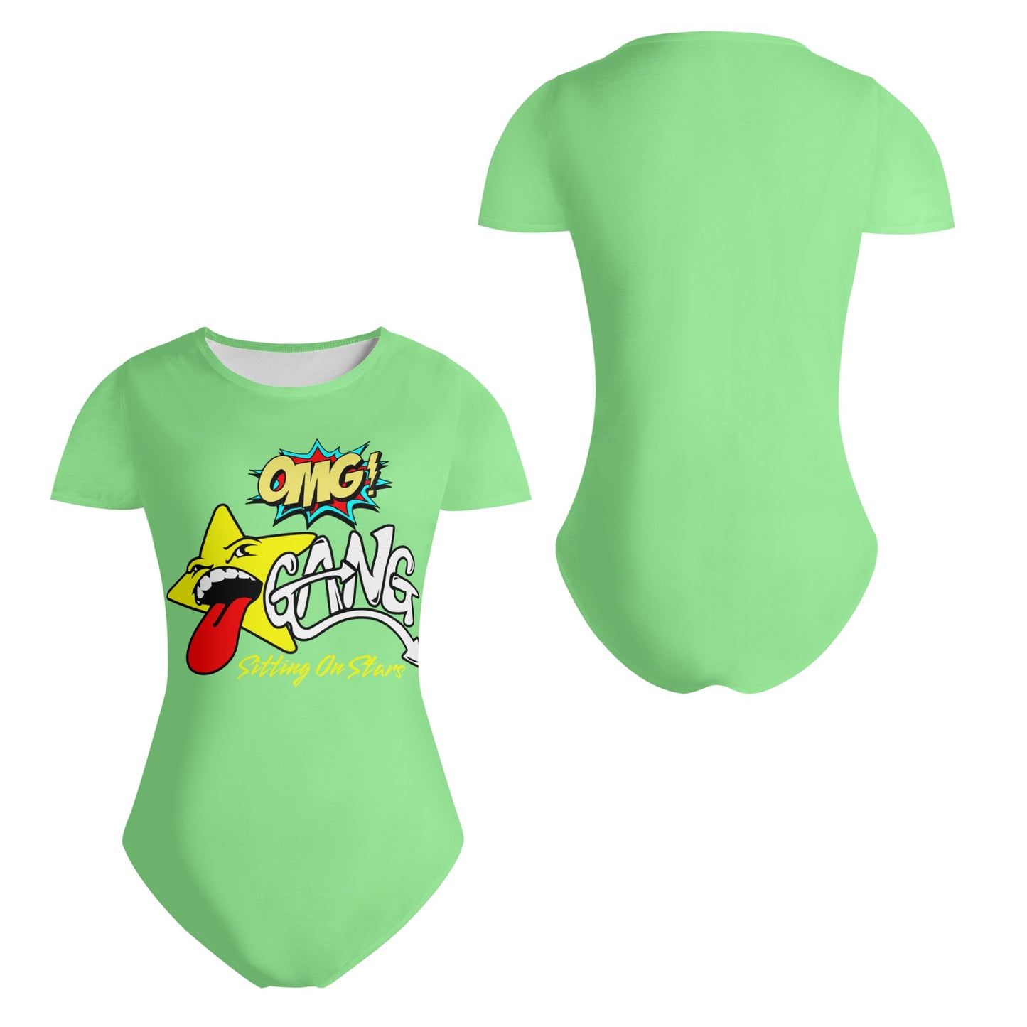 Star Gang Womens Mint Green Soft Short Sleeve Bodysuit