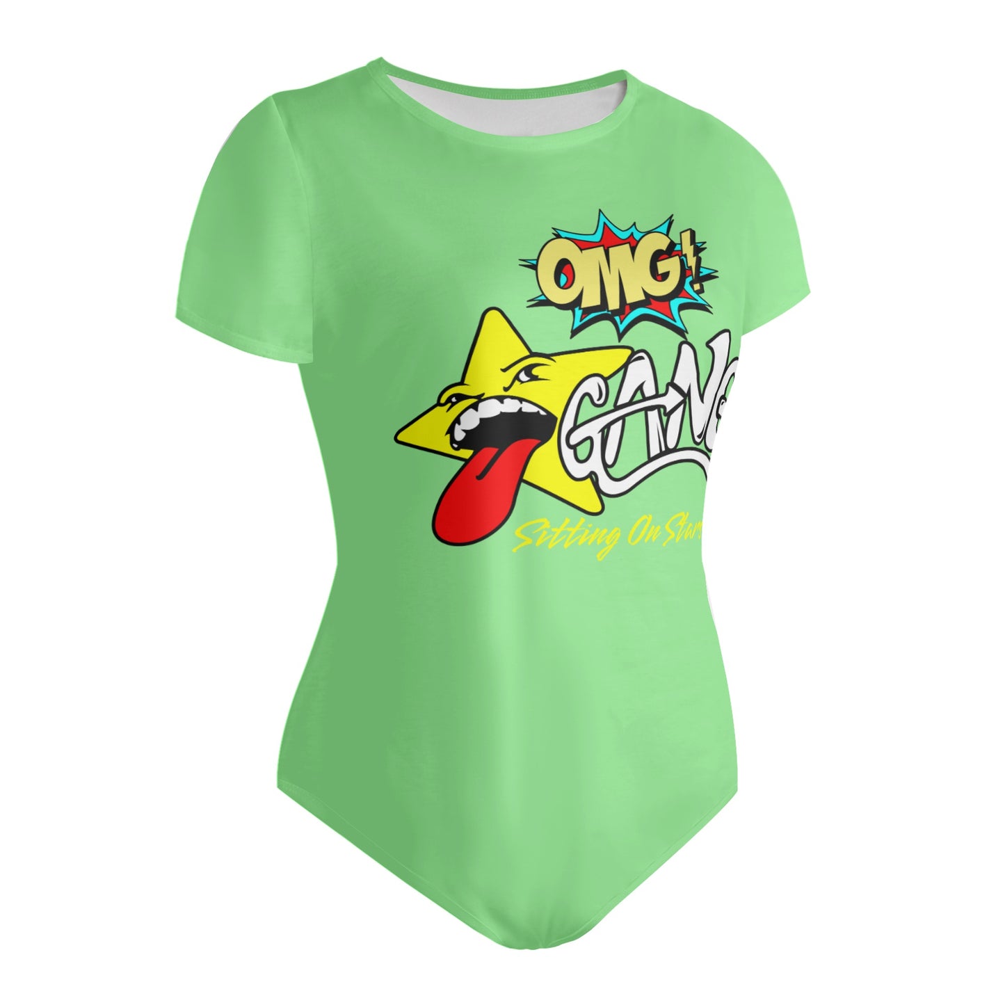 Star Gang Womens Mint Green Soft Short Sleeve Bodysuit