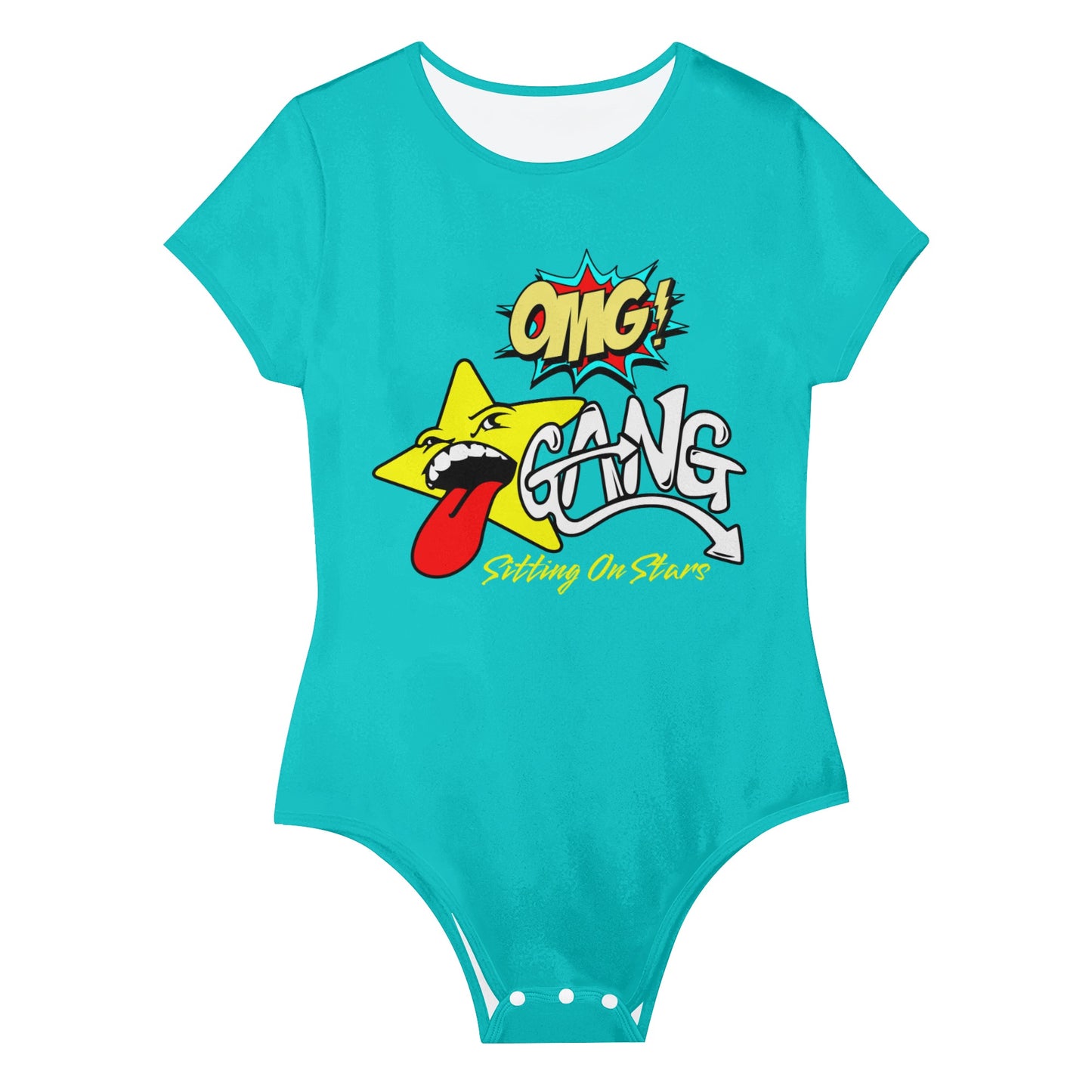 Star Gang Womens Turquoise Soft Short Sleeve Bodysuit