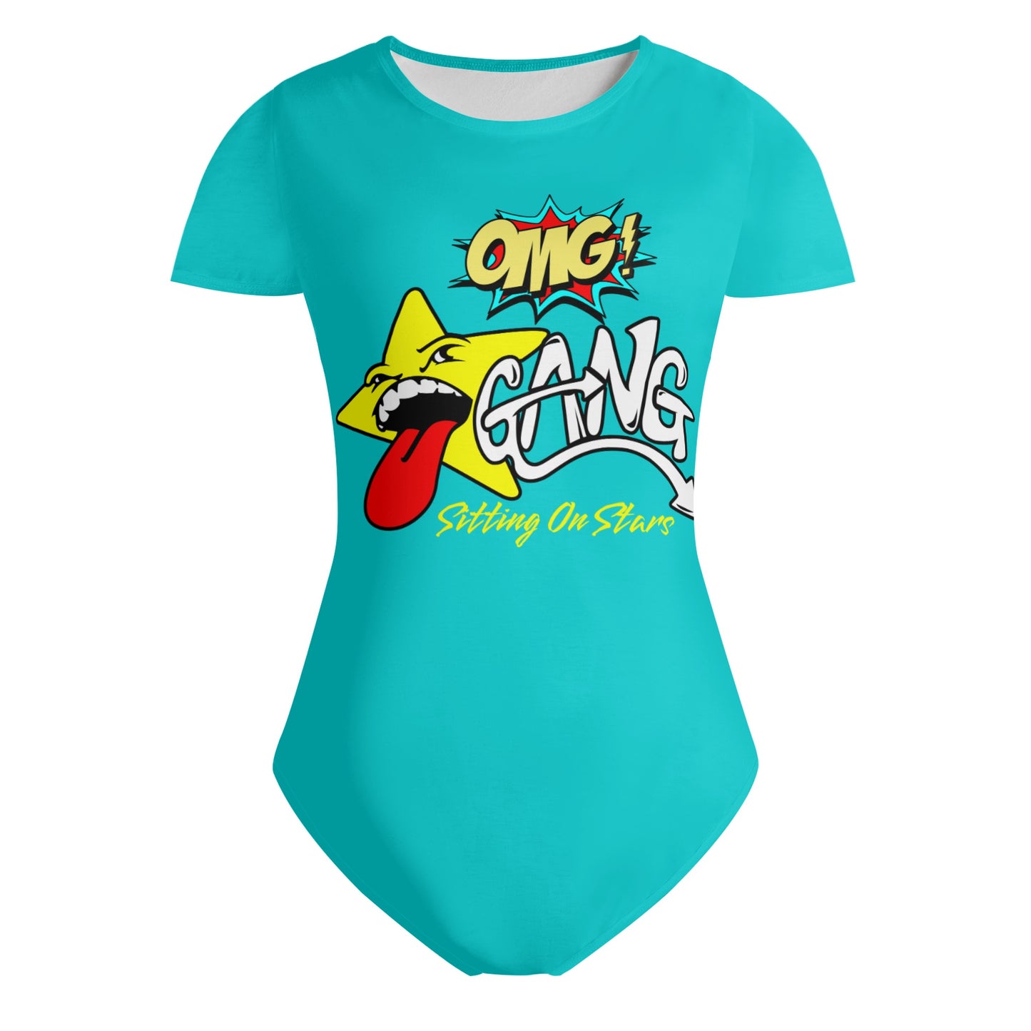 Star Gang Womens Turquoise Soft Short Sleeve Bodysuit