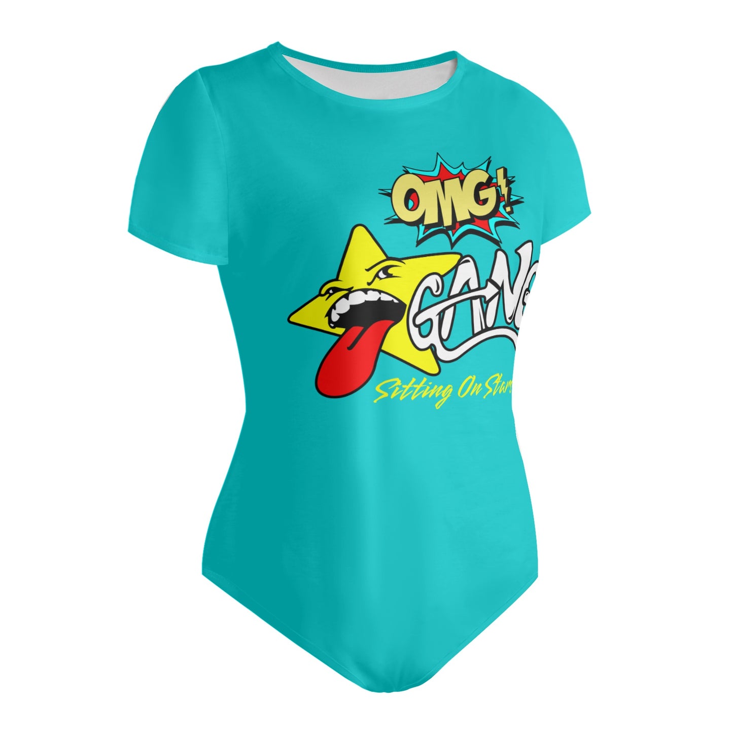 Star Gang Womens Turquoise Soft Short Sleeve Bodysuit