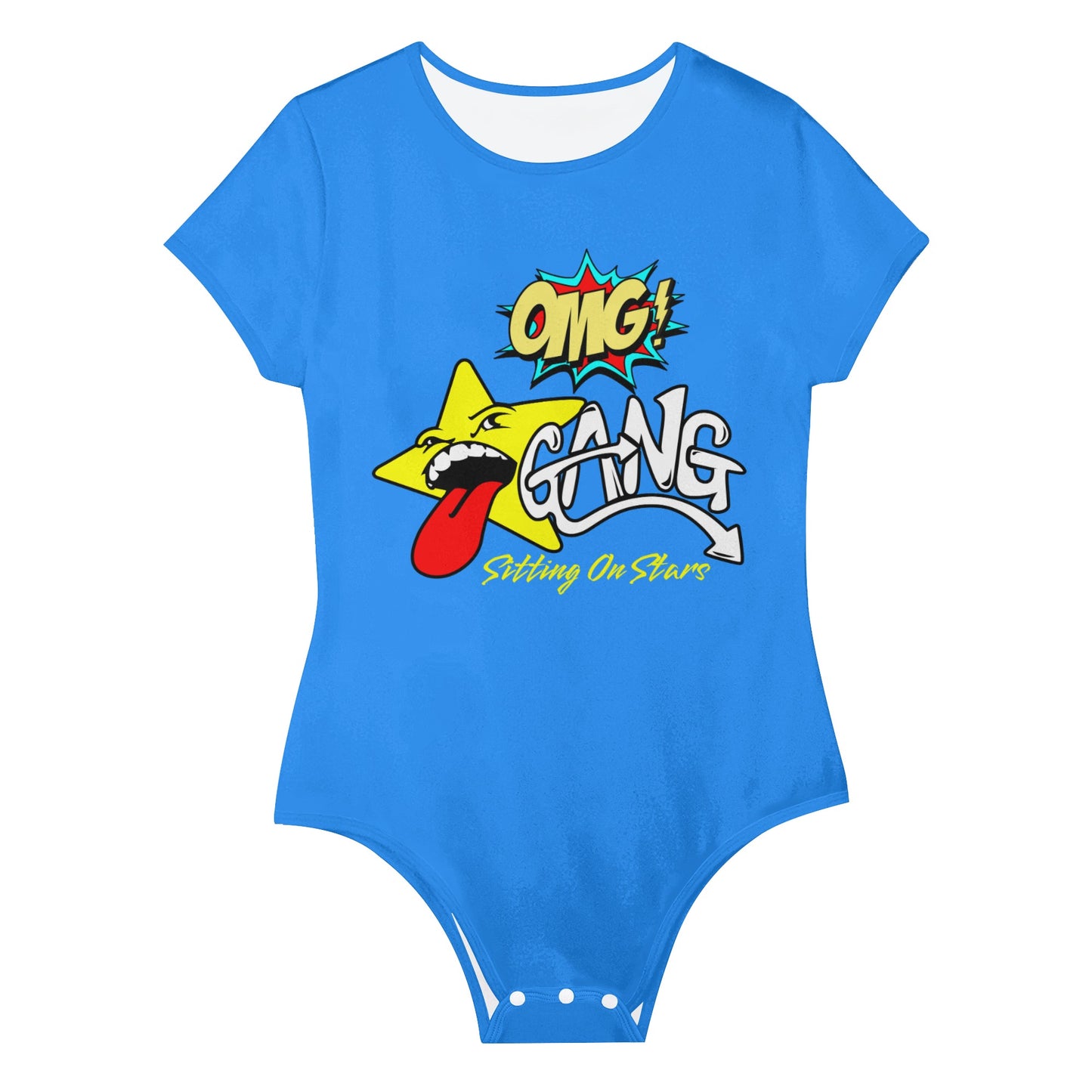 Star Gang Womens  Blue Soft Short Sleeve Bodysuit