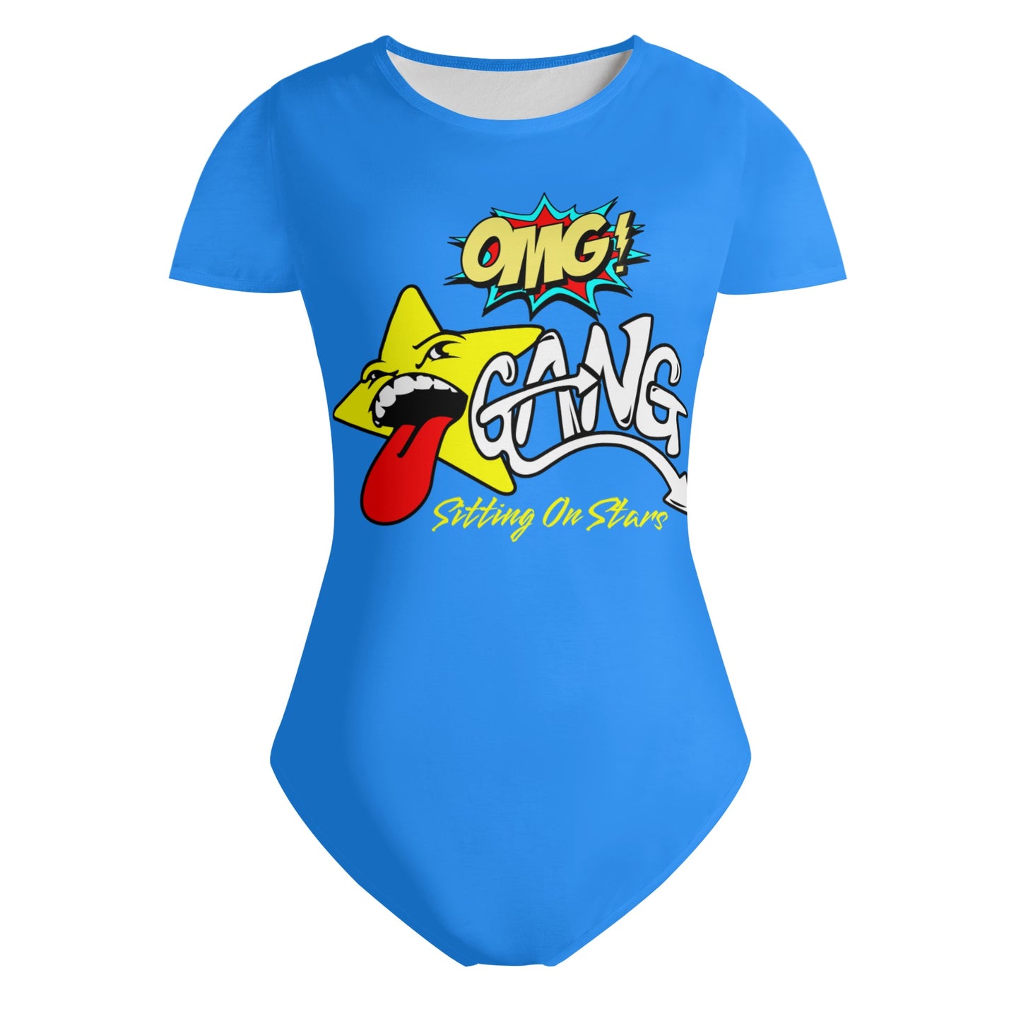 Star Gang Womens  Blue Soft Short Sleeve Bodysuit