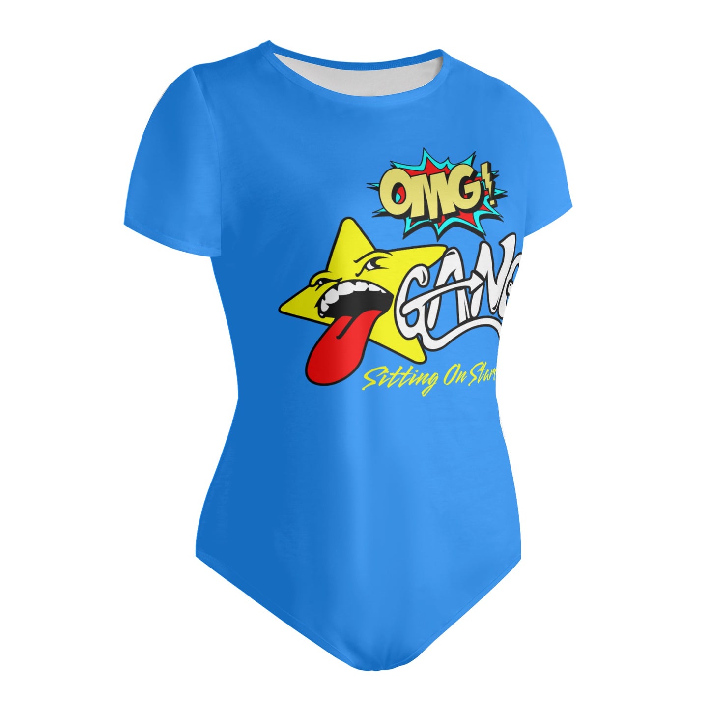 Star Gang Womens  Blue Soft Short Sleeve Bodysuit