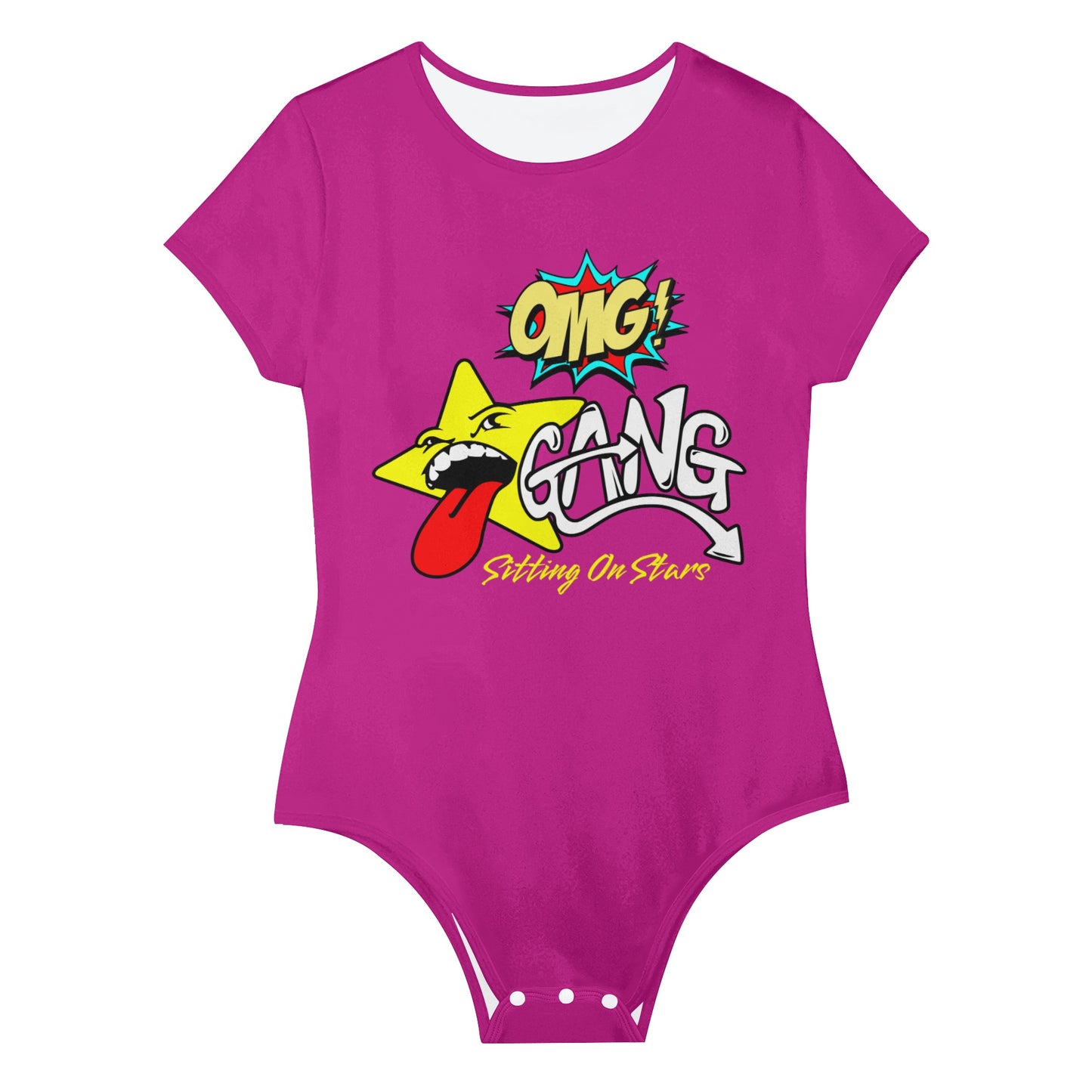 Star Gang Womens Purple Soft Short Sleeve Bodysuit