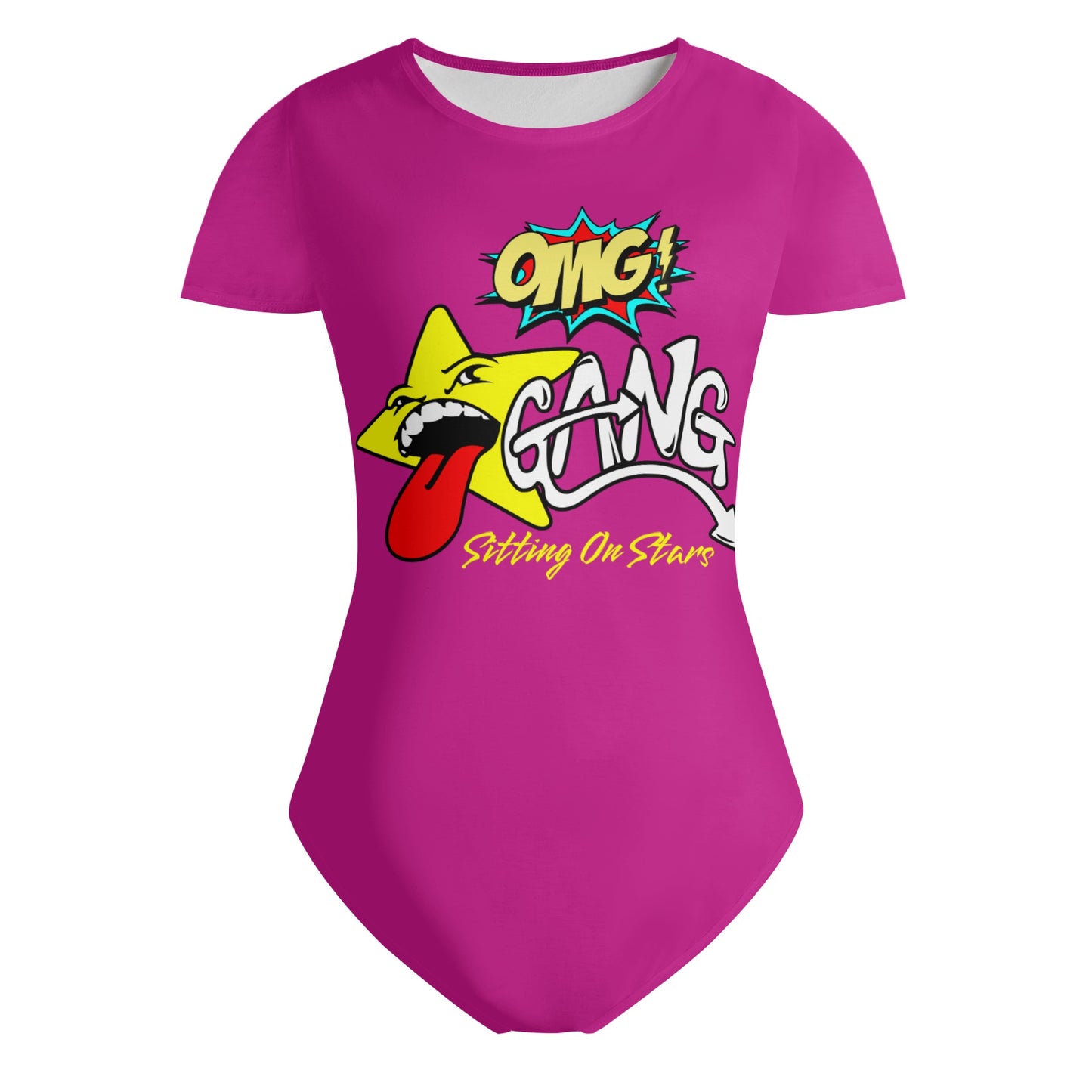 Star Gang Womens Purple Soft Short Sleeve Bodysuit