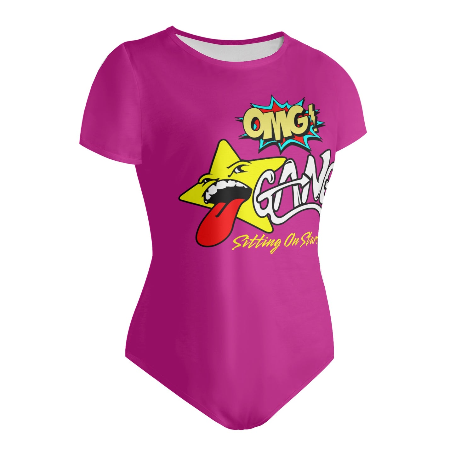 Star Gang Womens Purple Soft Short Sleeve Bodysuit