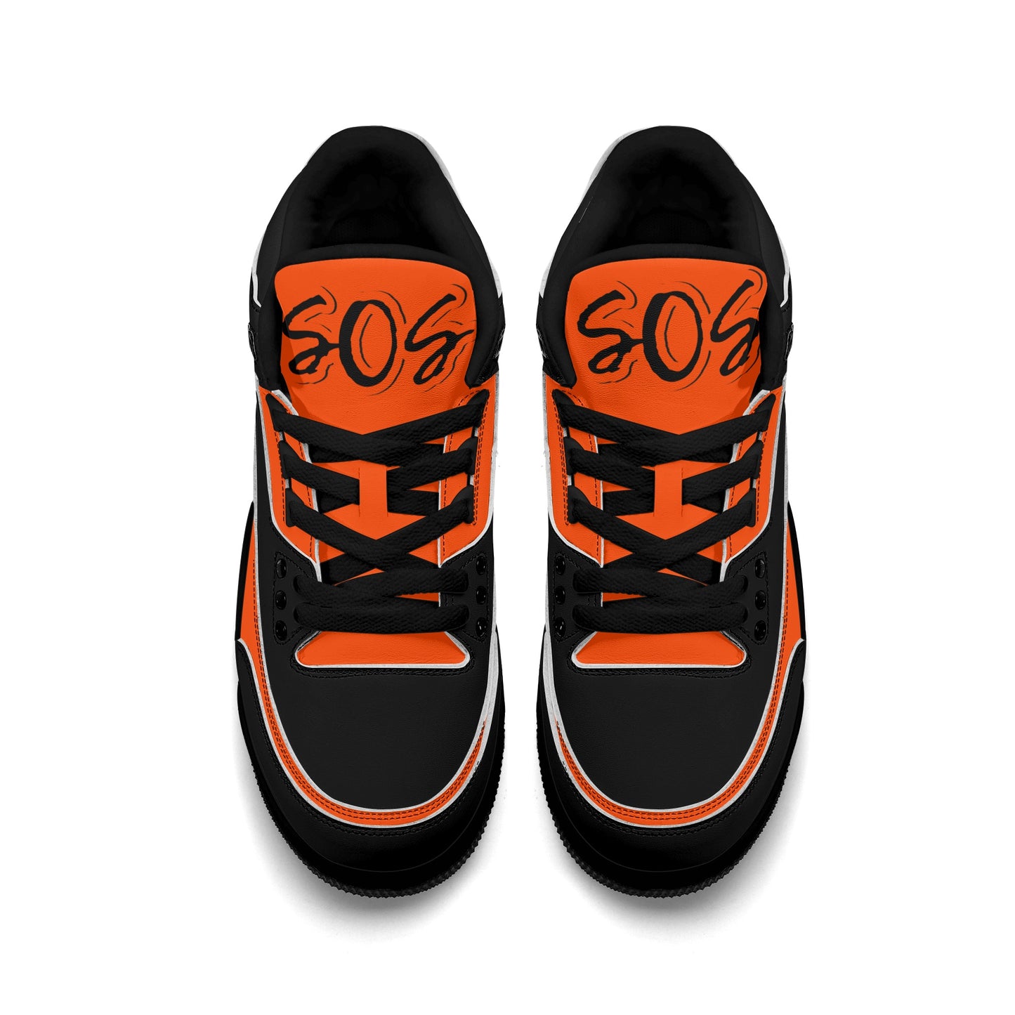 SOS Mens DarkOrange/Black High Top Leather Star Kicks