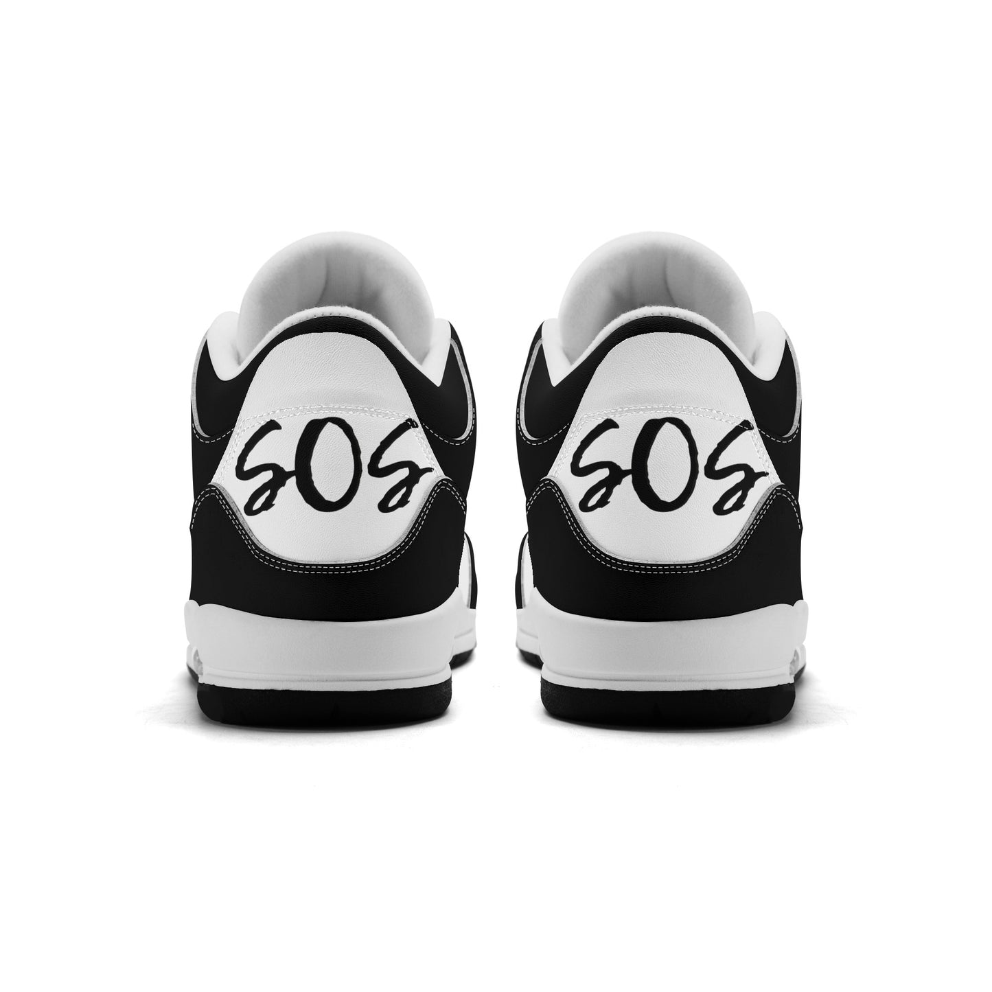 SOS Mens White/BlackHigh Top Leather Star Kicks