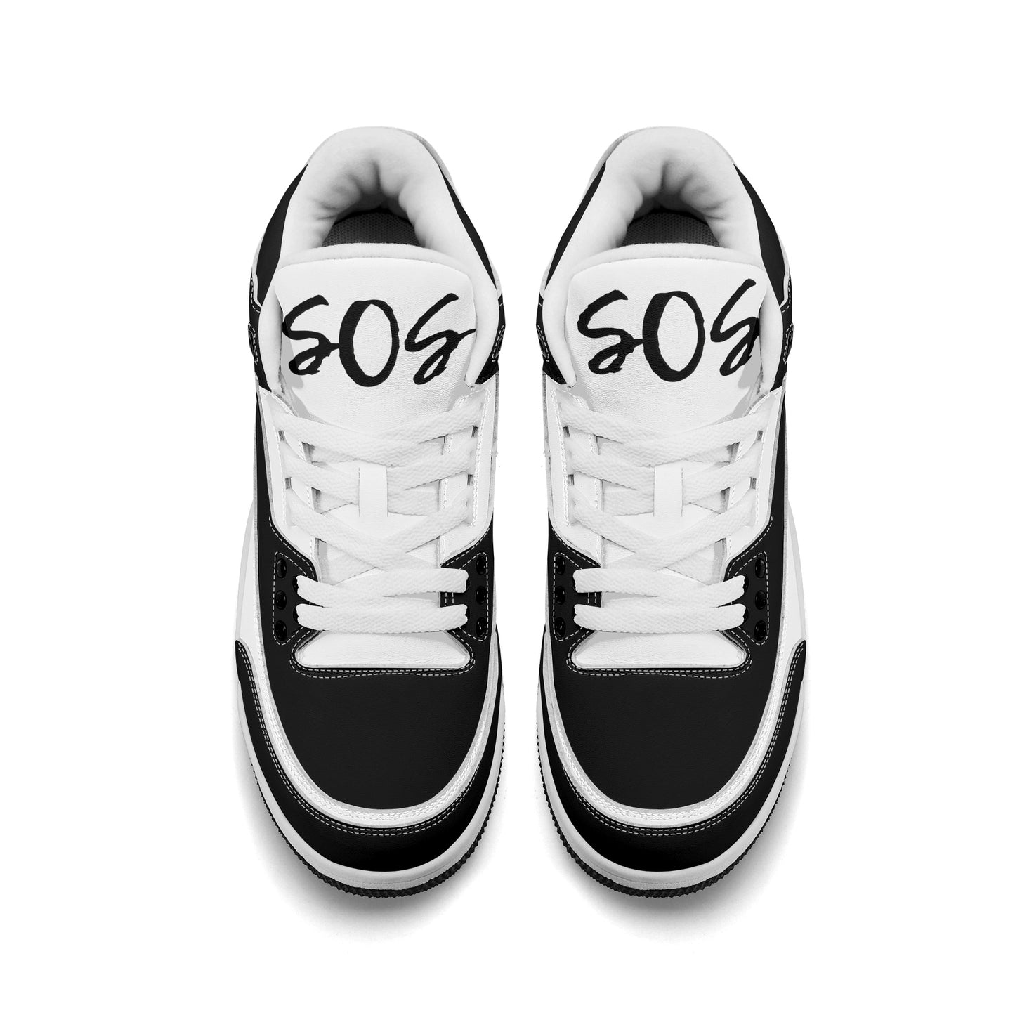 SOS Mens White/BlackHigh Top Leather Star Kicks