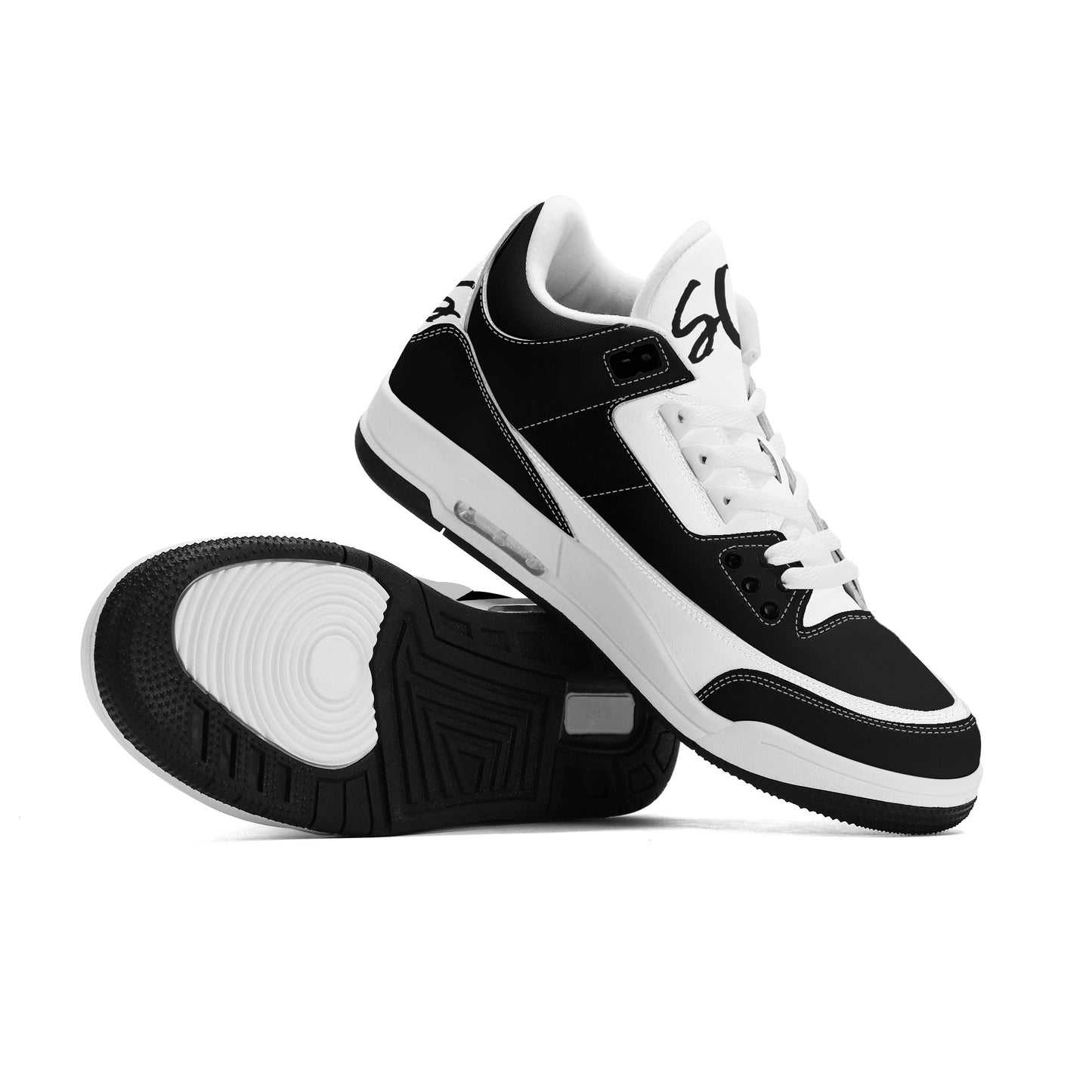 SOS Mens White/BlackHigh Top Leather Star Kicks