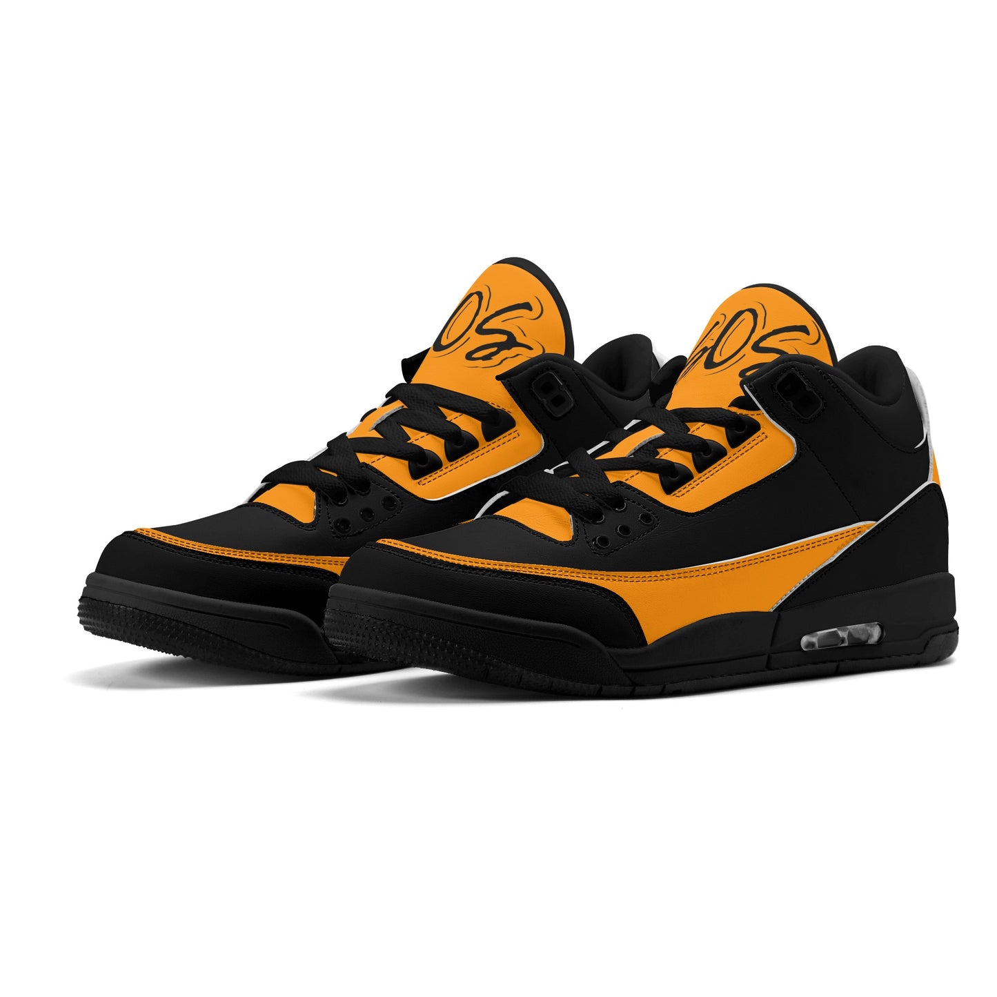 SOS Mens Black/Orange High Top Leather Star Kicks