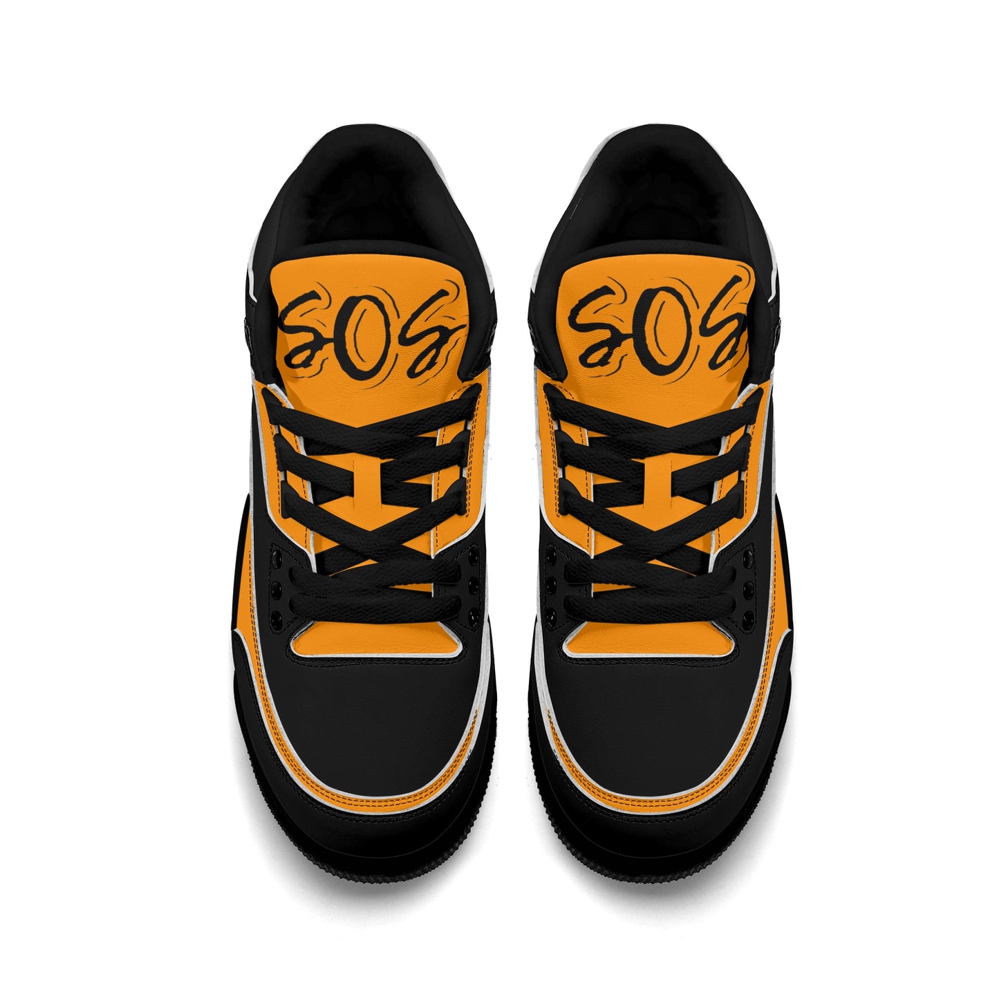 SOS Mens Black/Orange High Top Leather Star Kicks