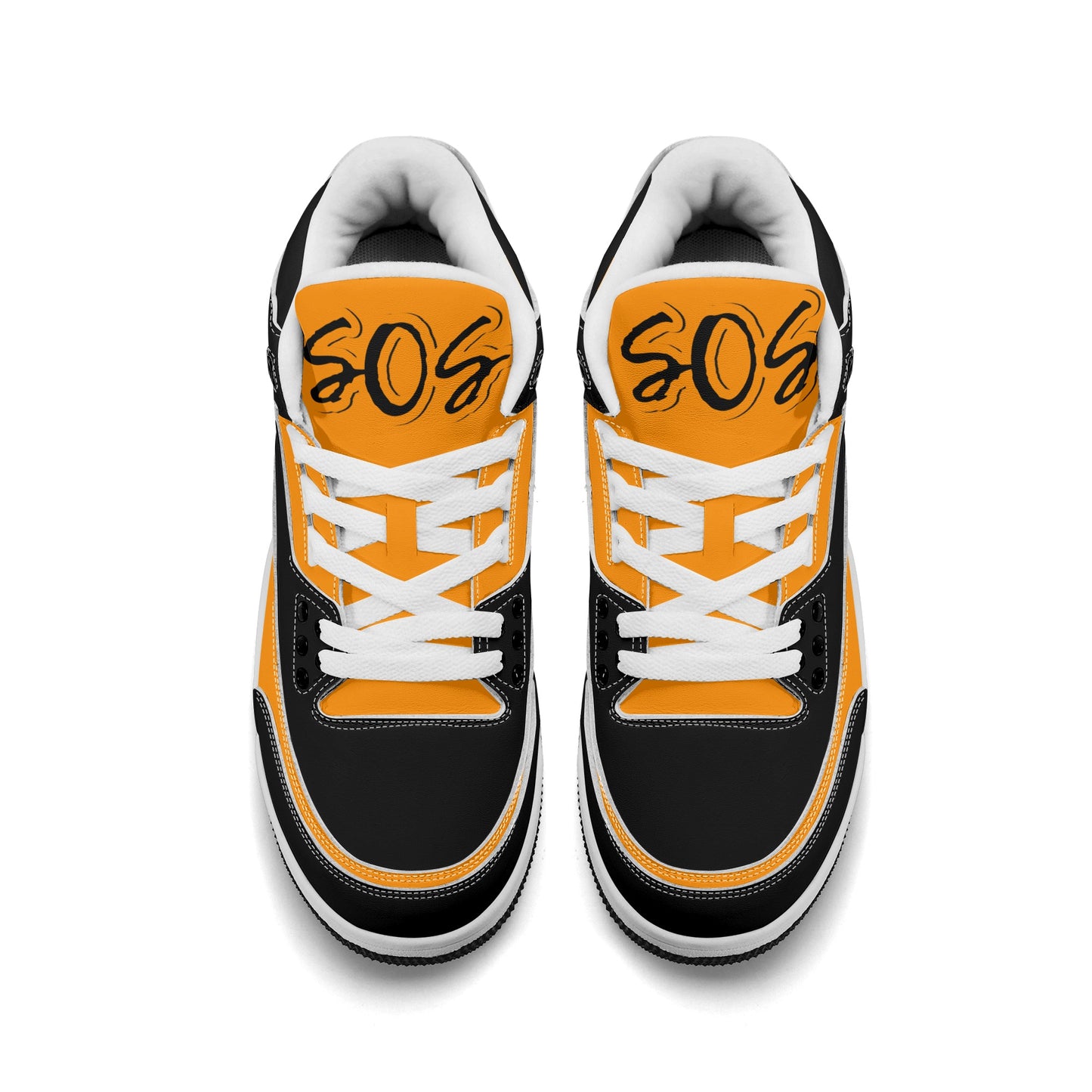 SOS Mens Black/Orange High Top Leather Star Kicks