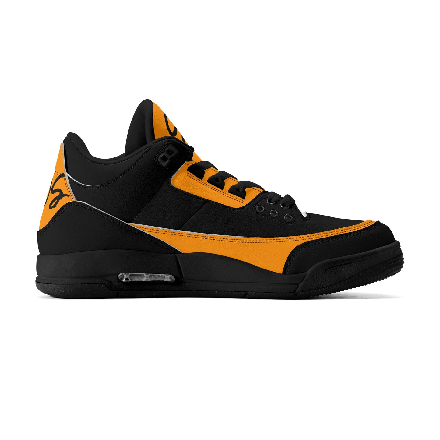 SOS Mens Black/Orange High Top Leather Star Kicks