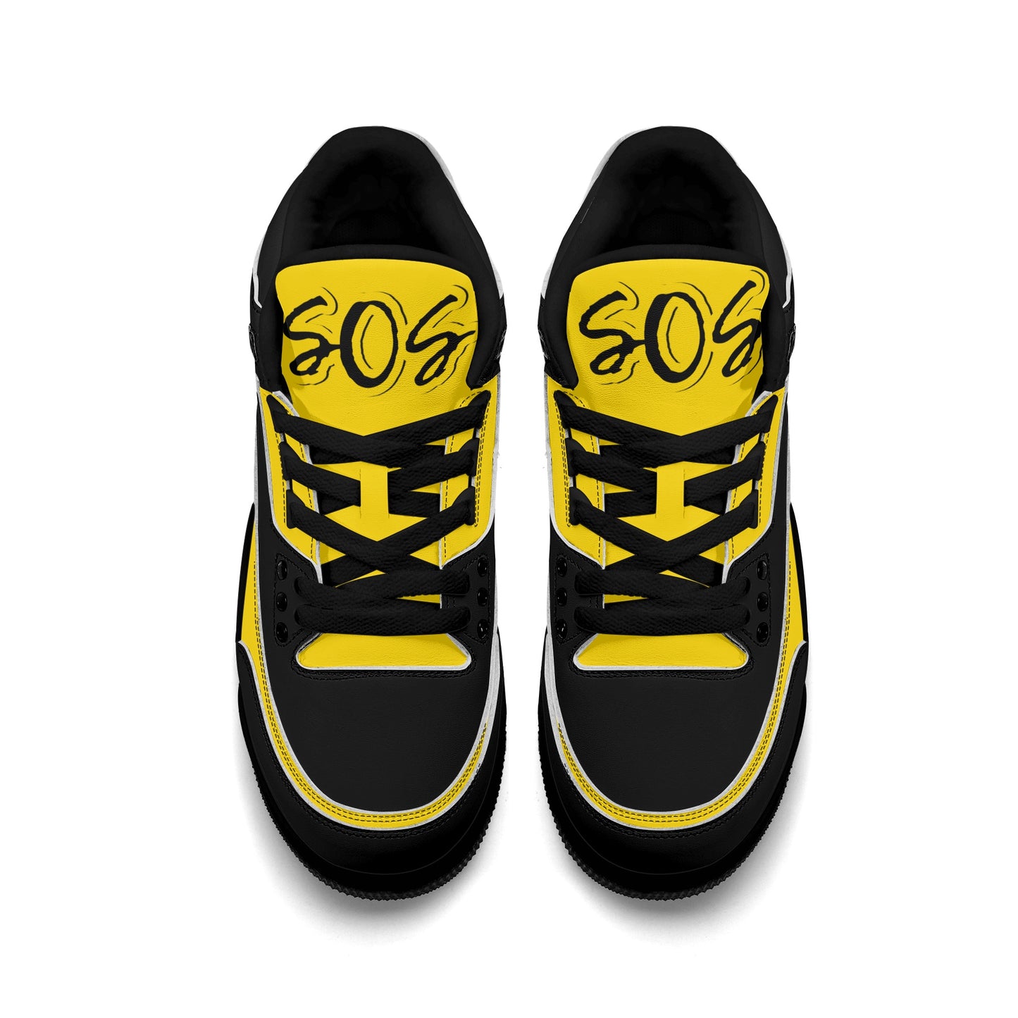 S.O.S Mens Gold/Black High Top Leather Star Kicks