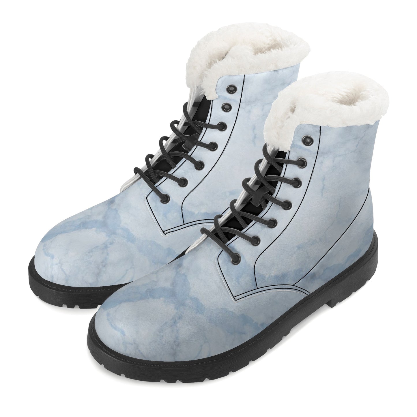 SOS Chill Blue Womens Faux Fur Leather Star Boots