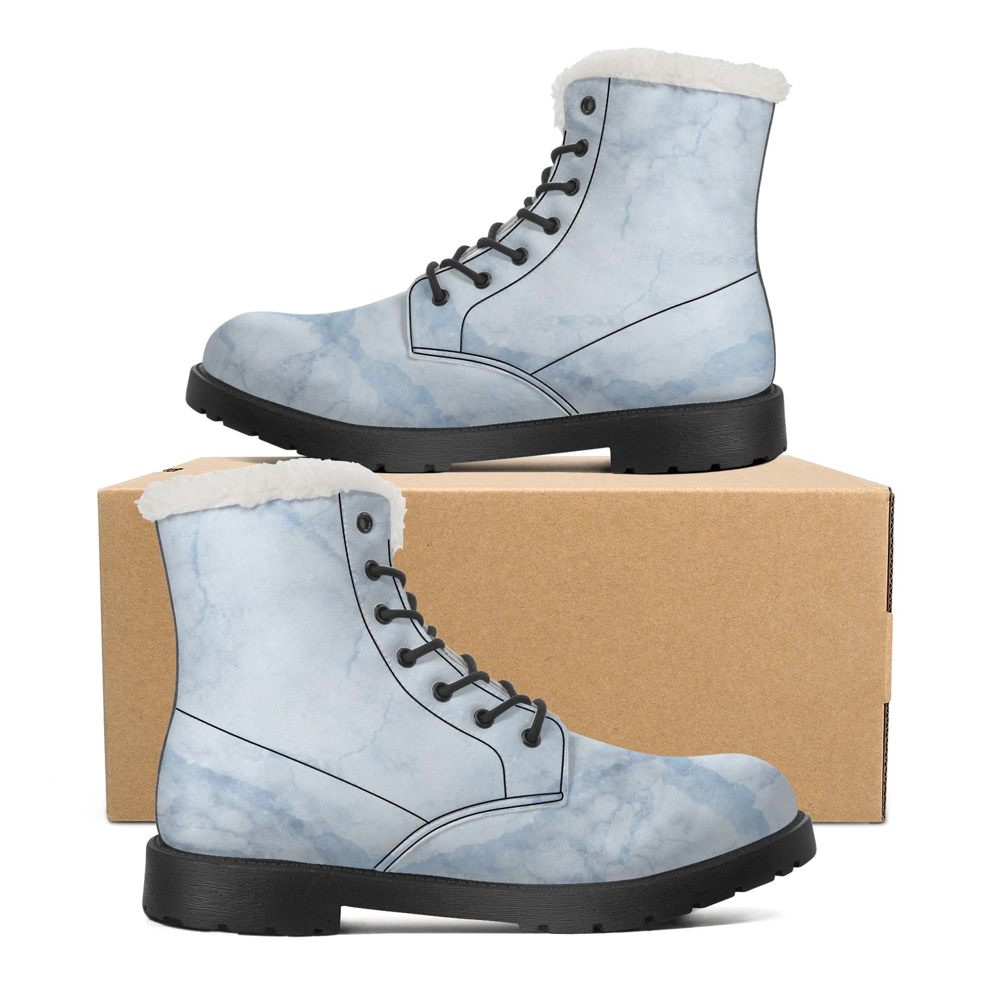 SOS Chill Blue Womens Faux Fur Leather Star Boots