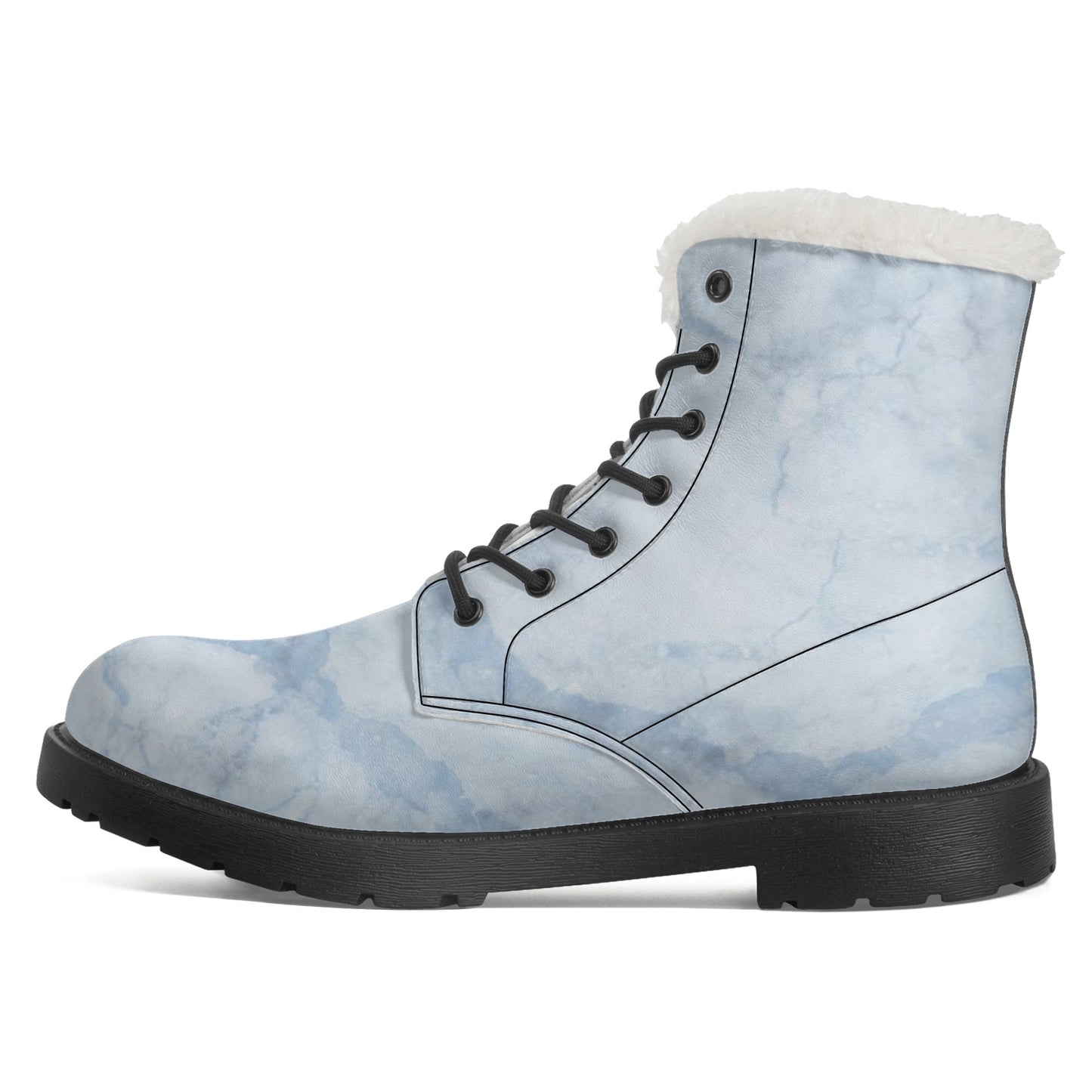 SOS Chill Blue Womens Faux Fur Leather Star Boots