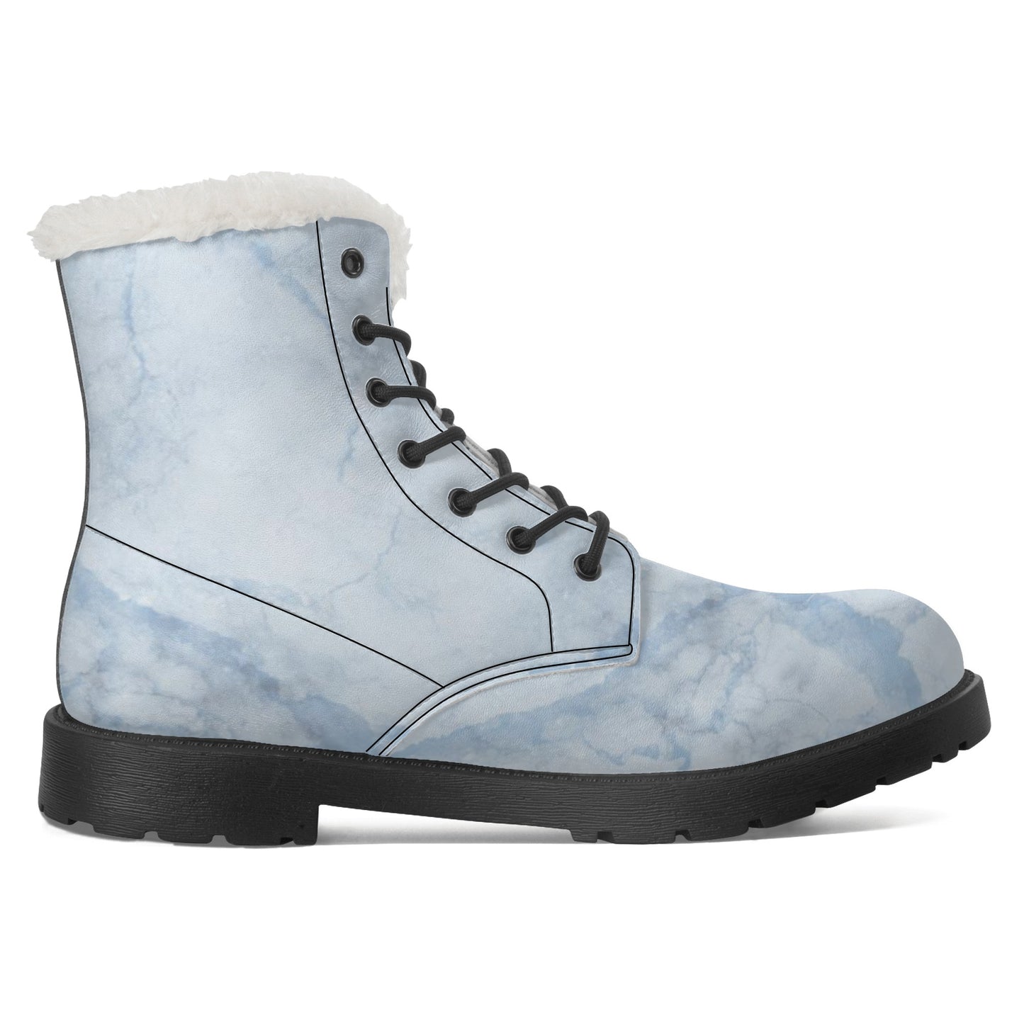 SOS Chill Blue Womens Faux Fur Leather Star Boots