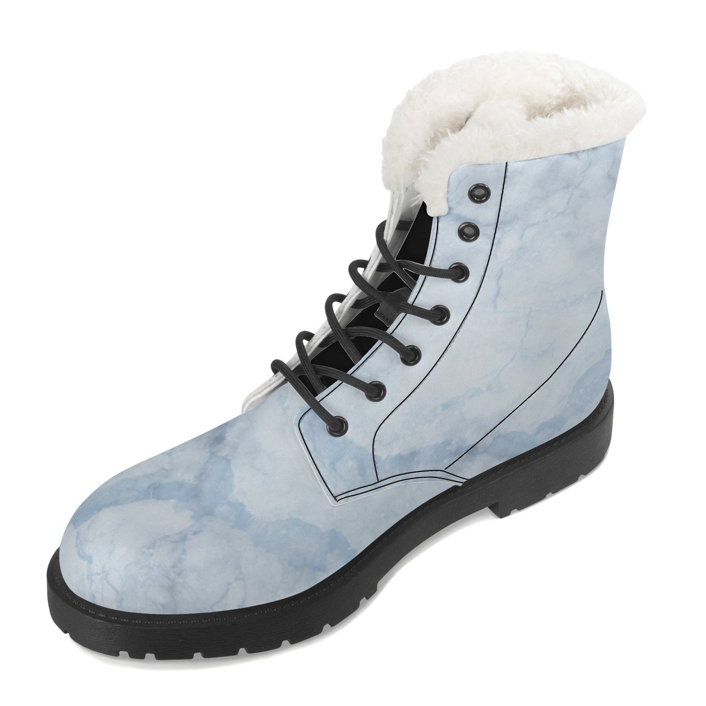 SOS Chill Blue Womens Faux Fur Leather Star Boots