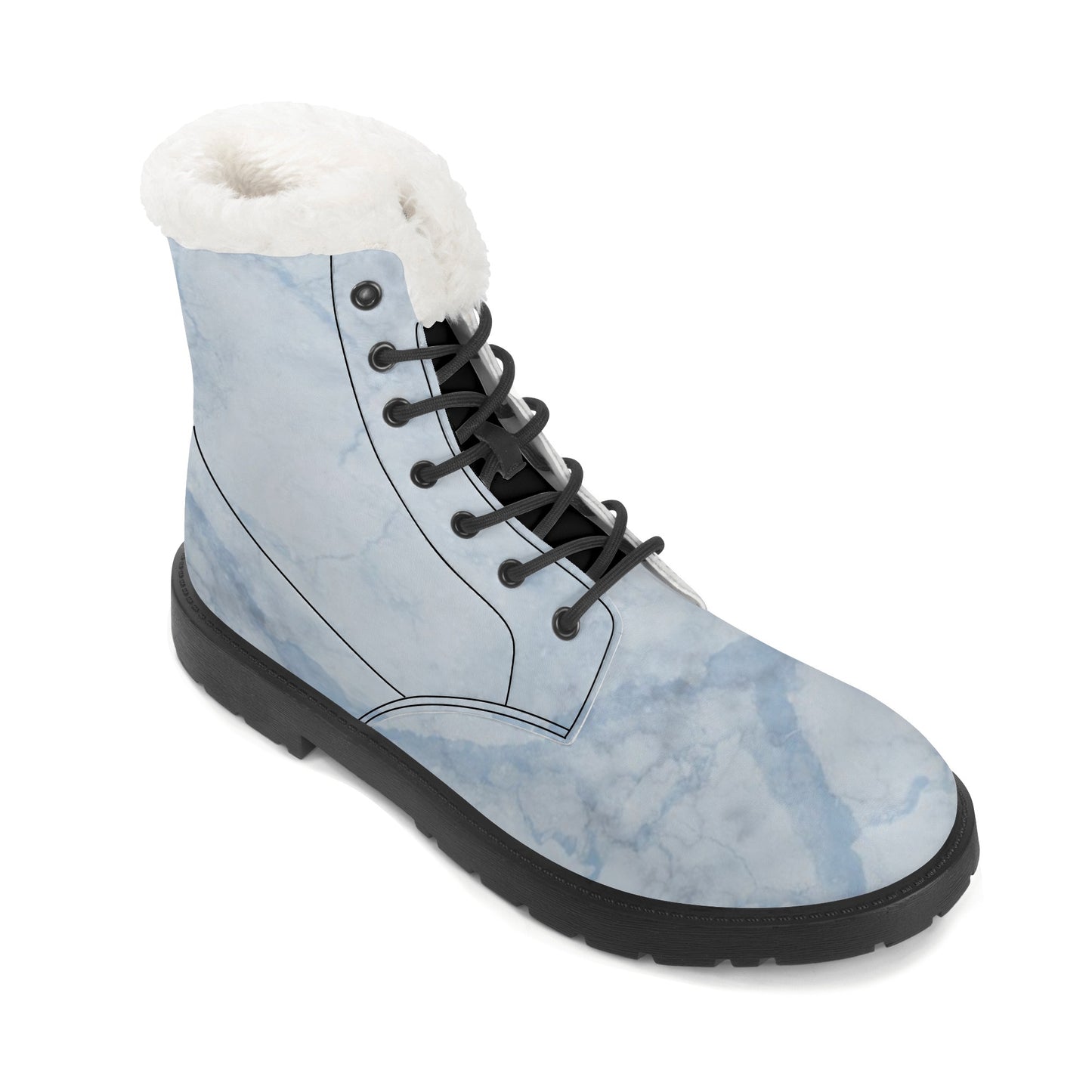 SOS Chill Blue Womens Faux Fur Leather Star Boots