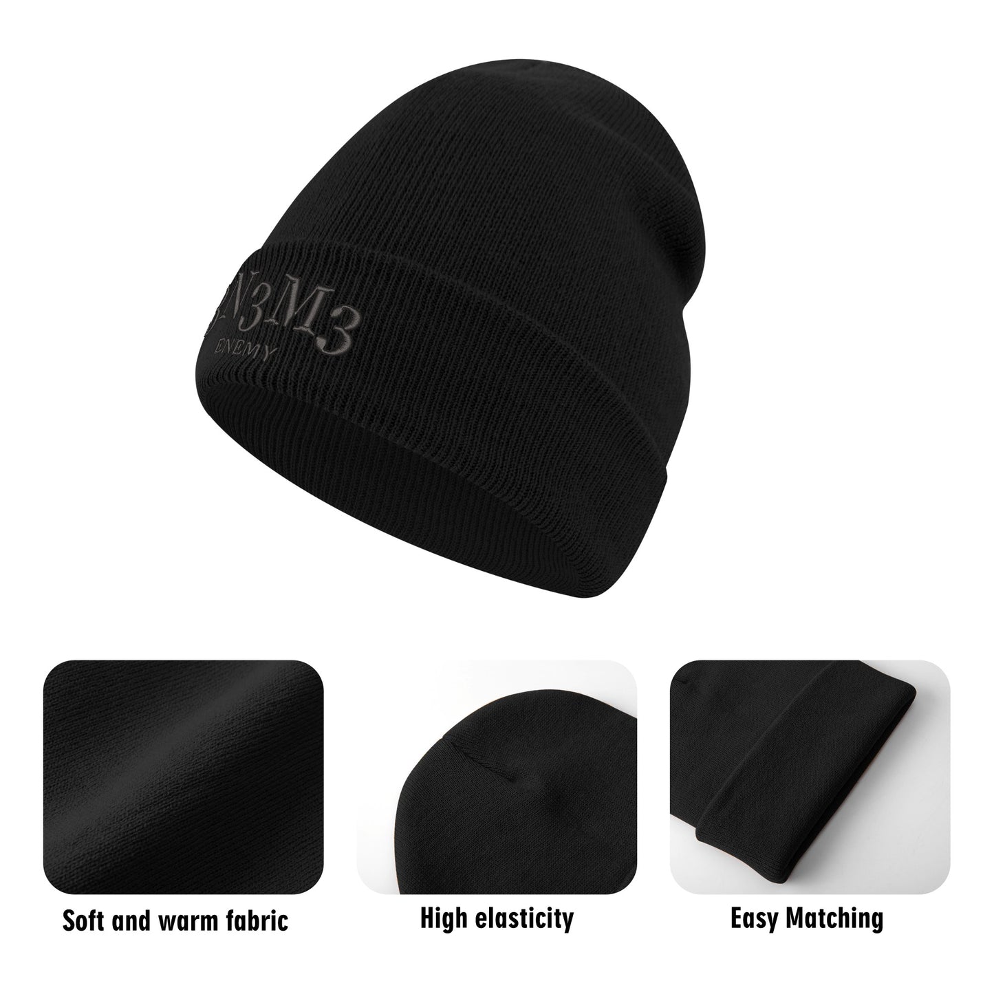 3.N.3.M.3 Enemy Embroidered Knitted Hats