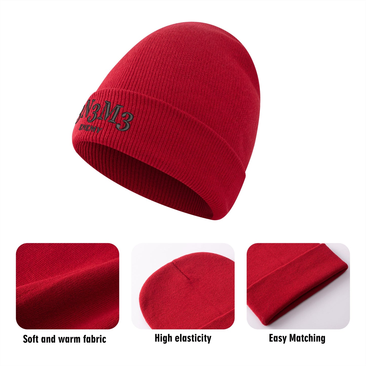 3.N.3.M.3 Enemy Embroidered Knitted Hats