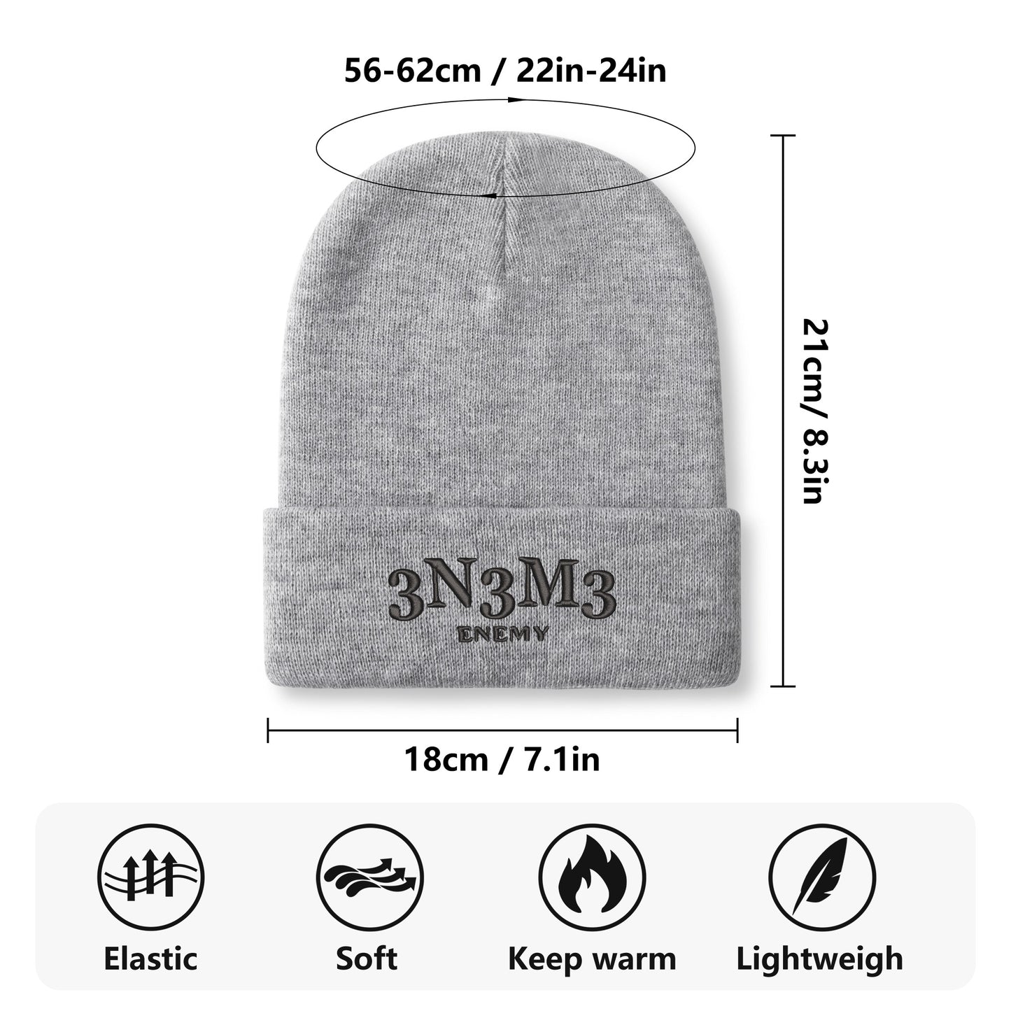 3.N.3.M.3 Enemy Embroidered Knitted Hats