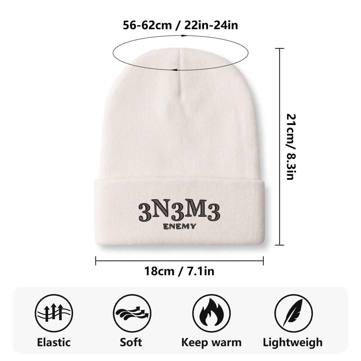 3.N.3.M.3 Enemy Embroidered Knitted Hats