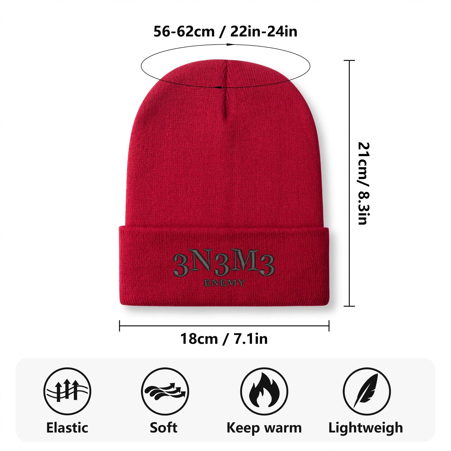 3.N.3.M.3 Enemy Embroidered Knitted Hats