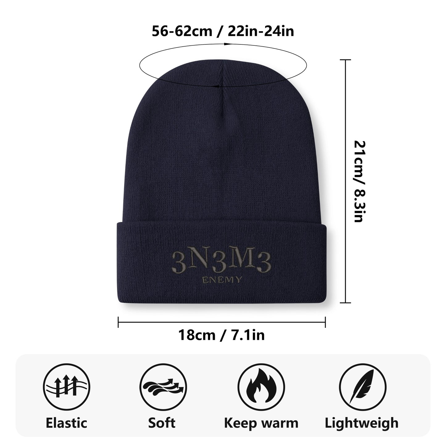 3.N.3.M.3 Enemy Embroidered Knitted Hats