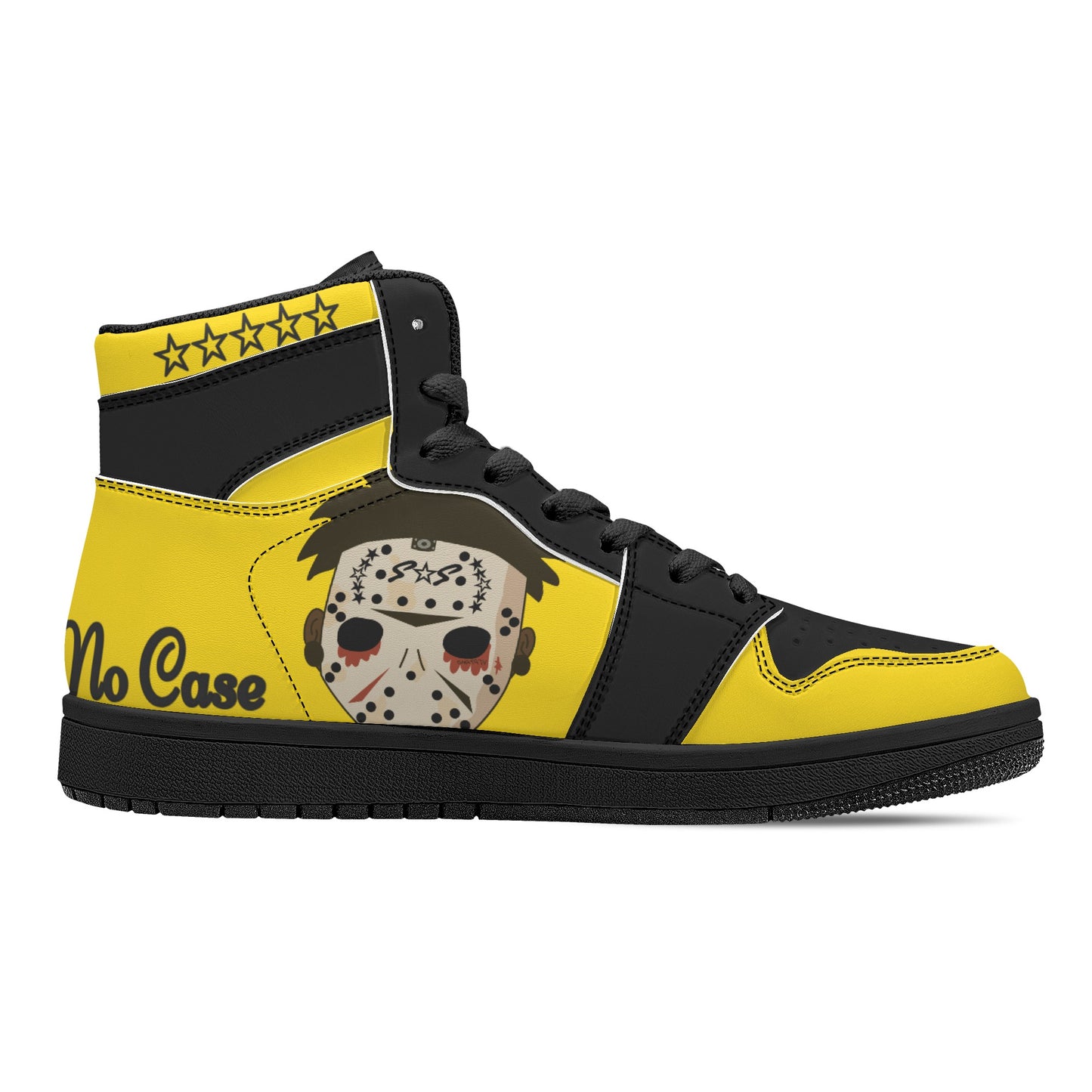 No Face, No Case Mens Gold/Black High Top Leather Star Kicks