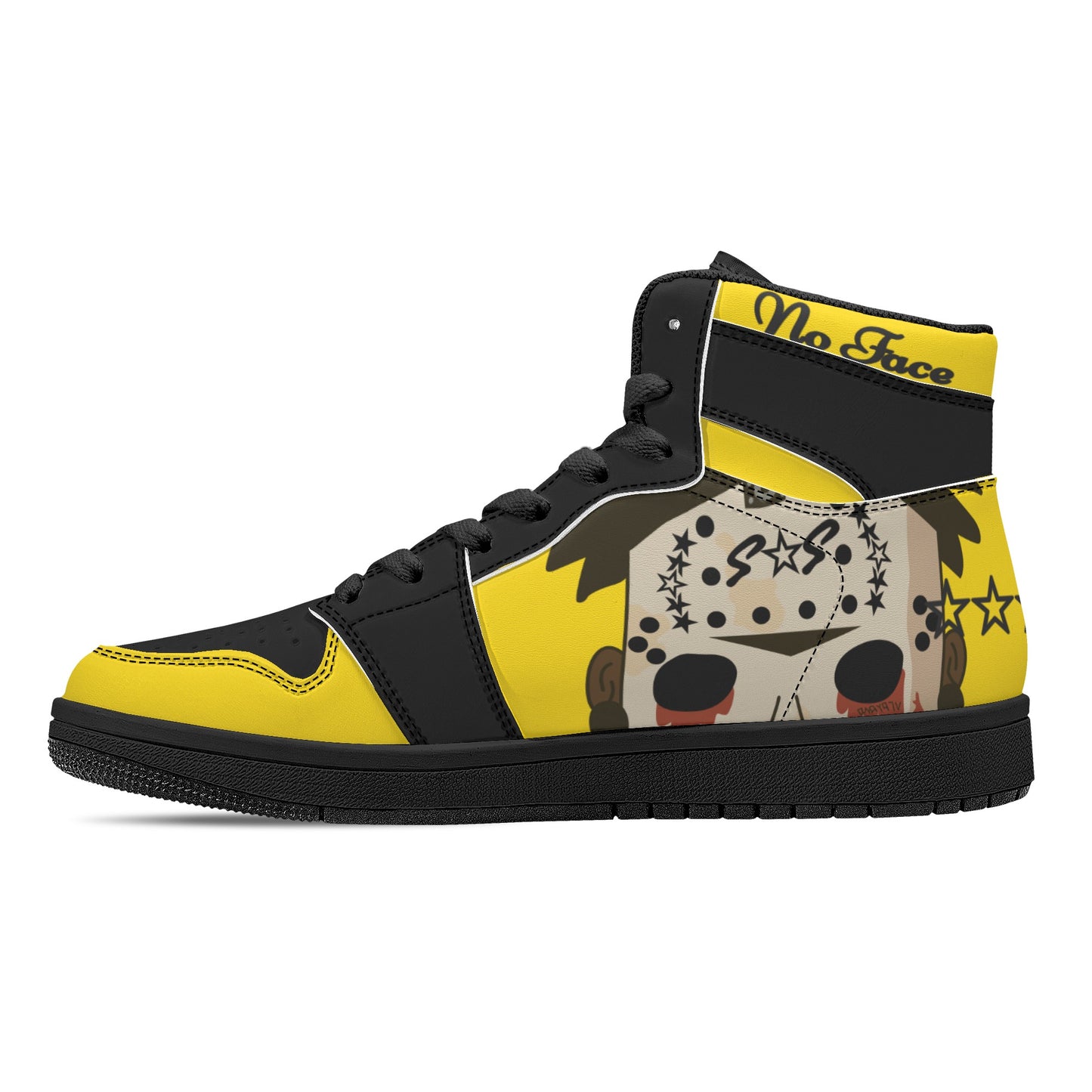 No Face, No Case Mens Gold/Black High Top Leather Star Kicks