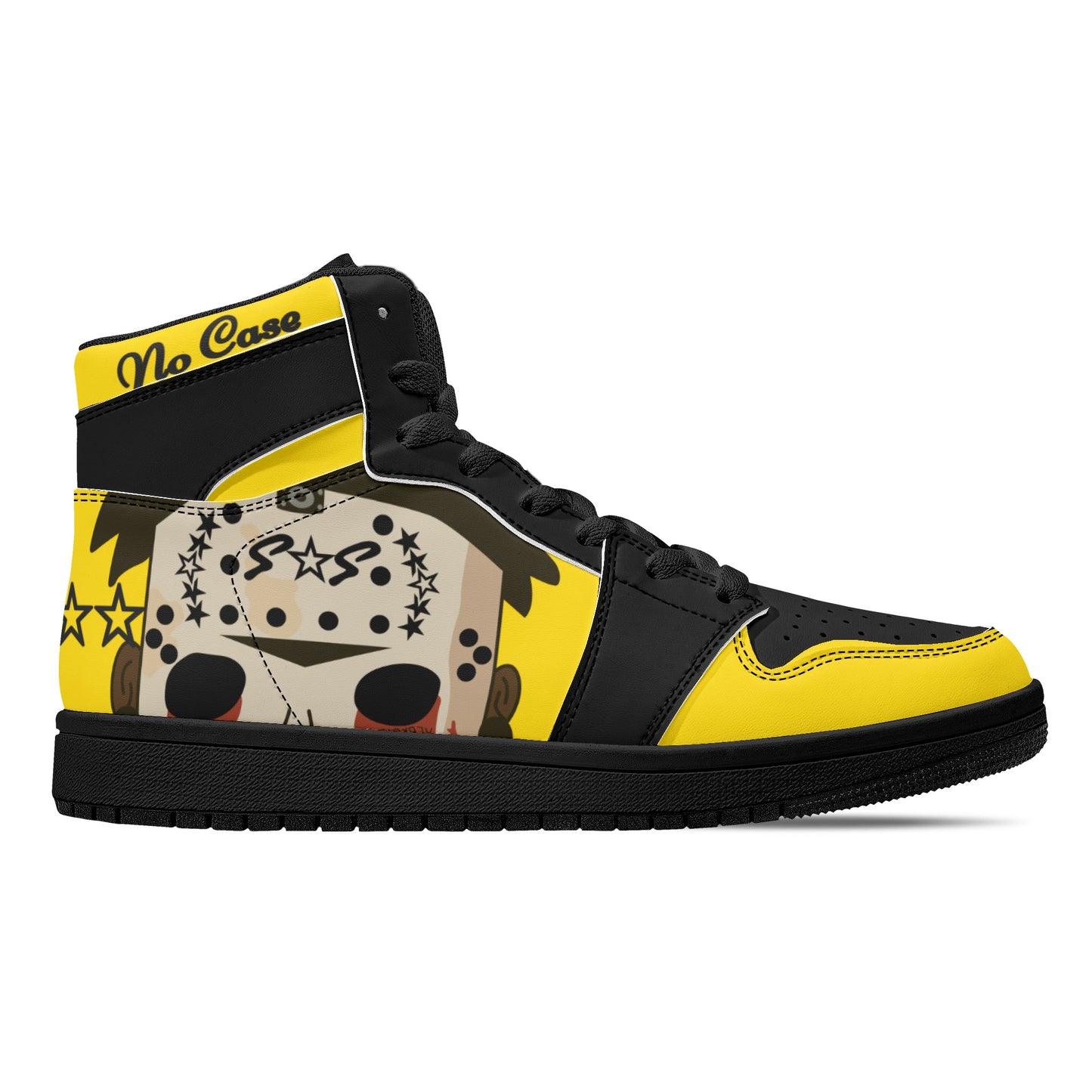 No Face, No Case Mens Gold/Black High Top Leather Star Kicks