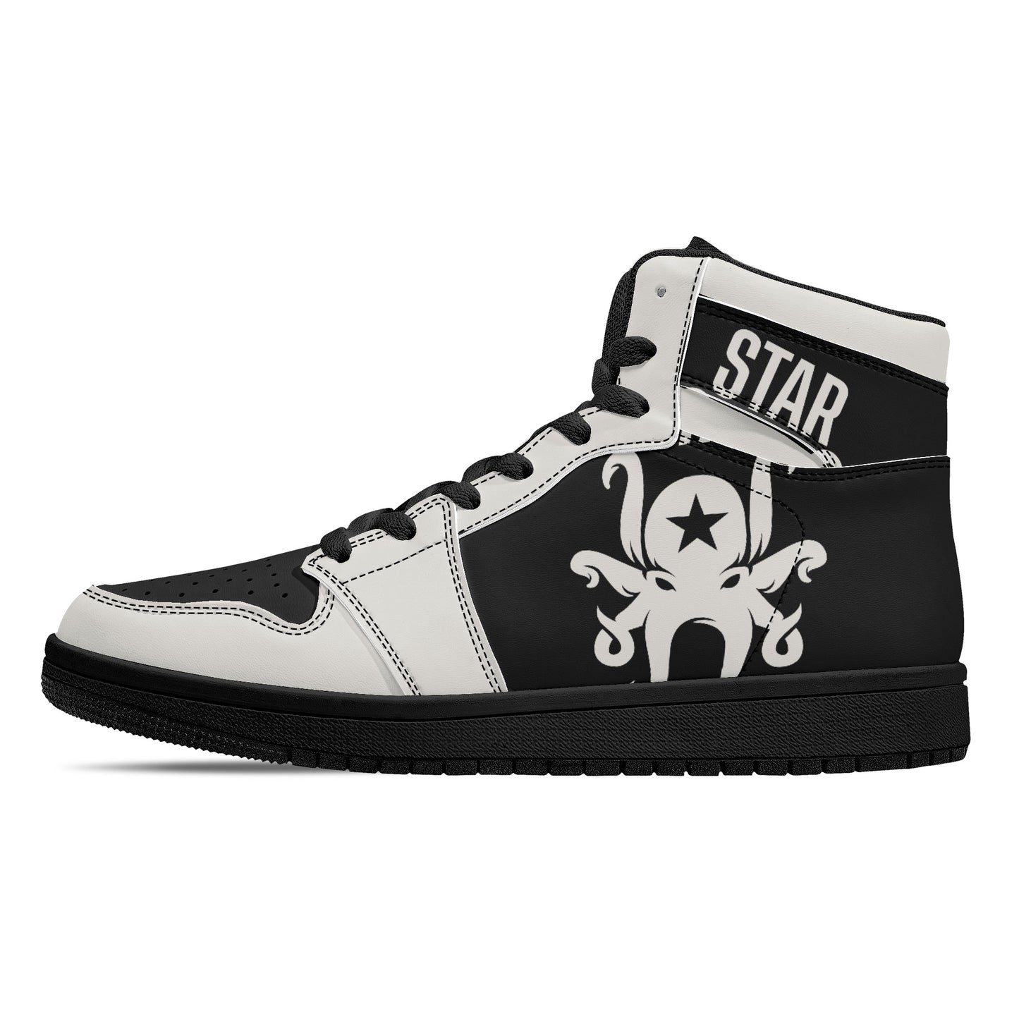 Star Kraken Mens Black/Silver High Top Leather Star Kicks