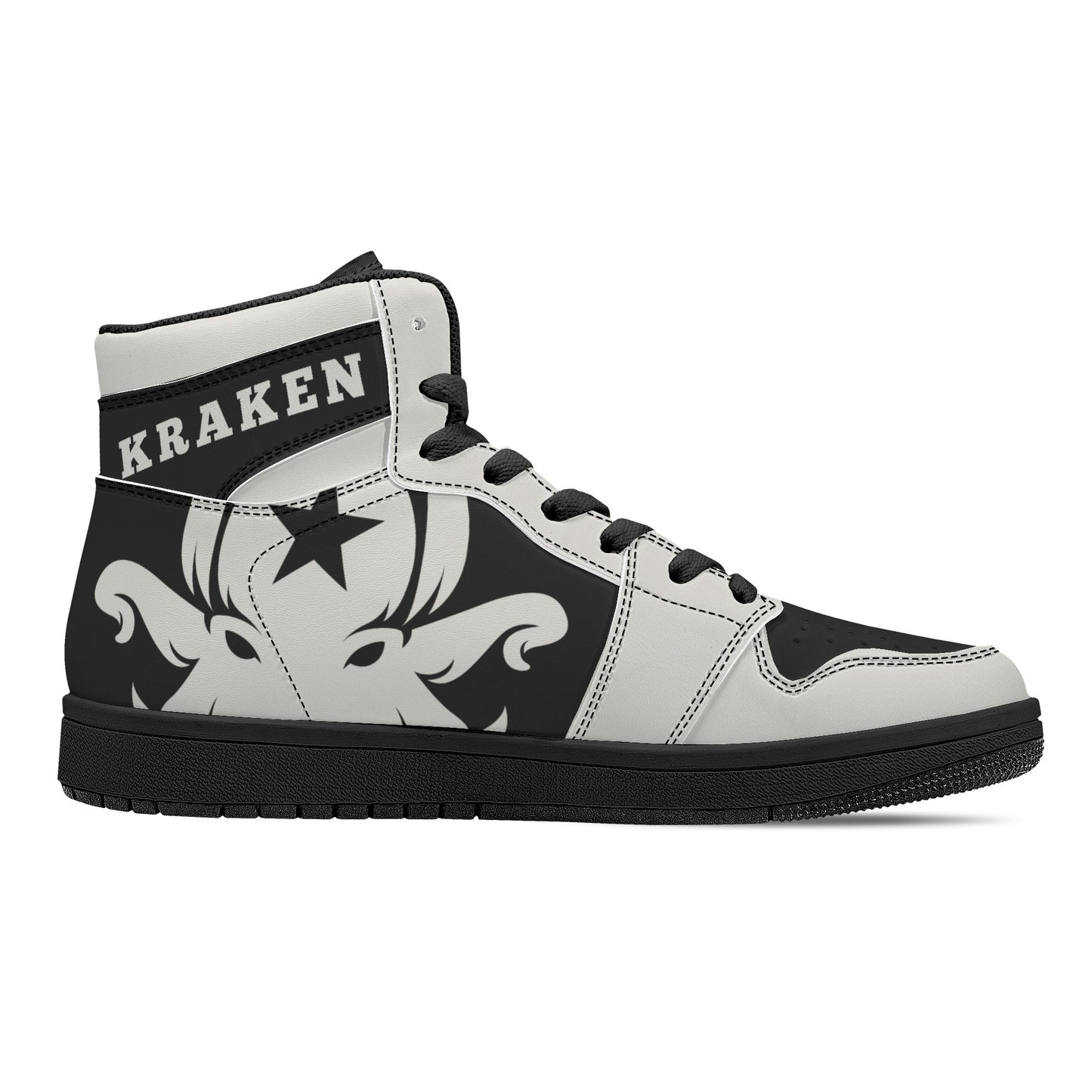 Star Kraken Mens Black/Silver High Top Leather Star Kicks